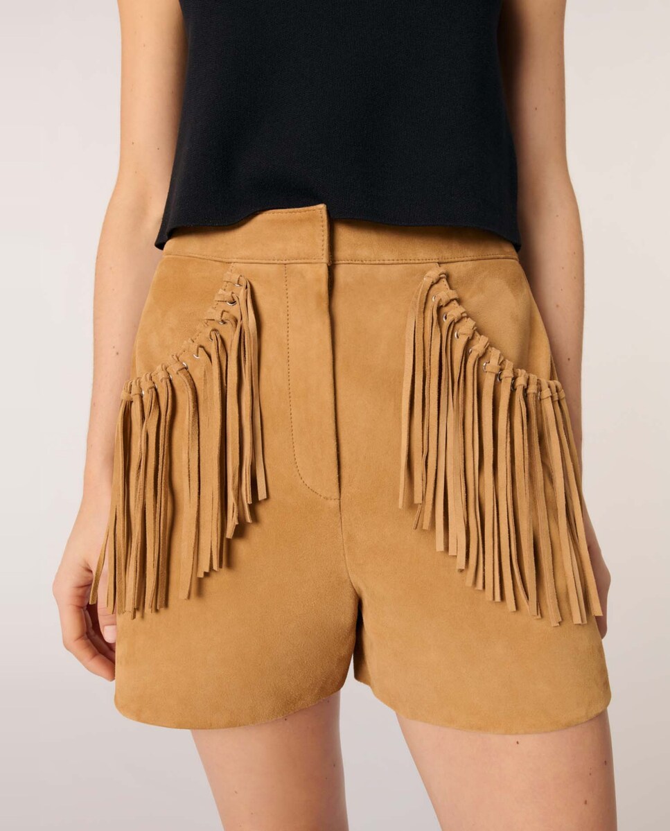 Short de mujer con flecos de nobuk · Maje · El Corte Inglés