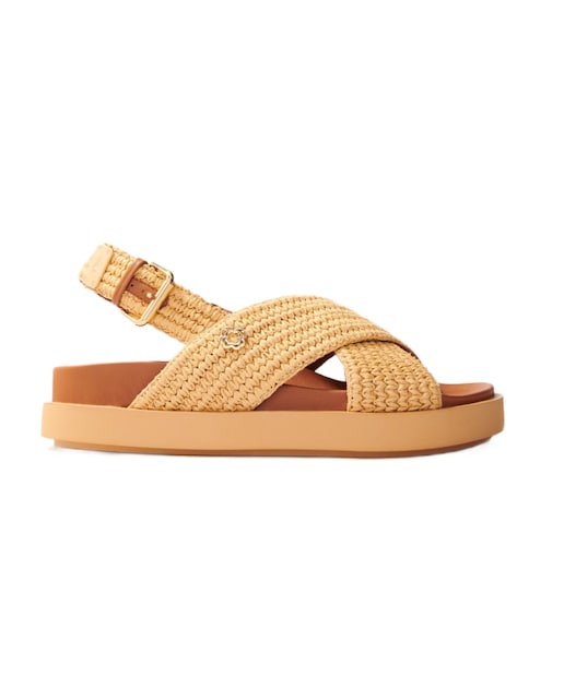 Imagen 0 de Sandalias de mujer planas efecto rafia