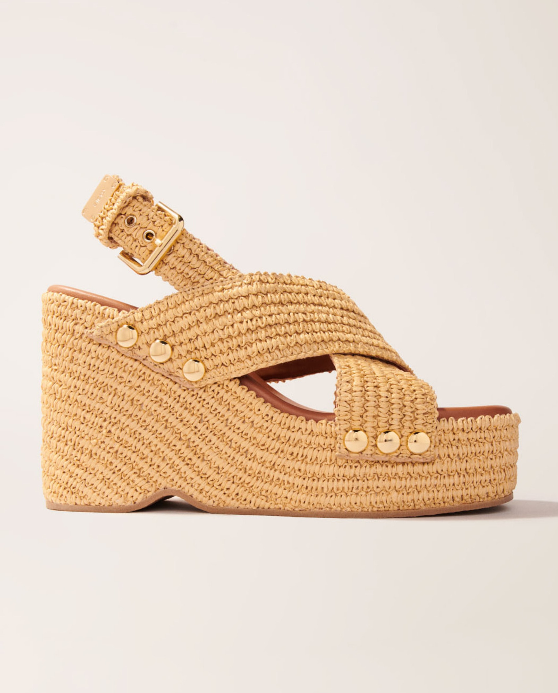 Maje - Sandalias de mujer de cuña efecto rafia.
