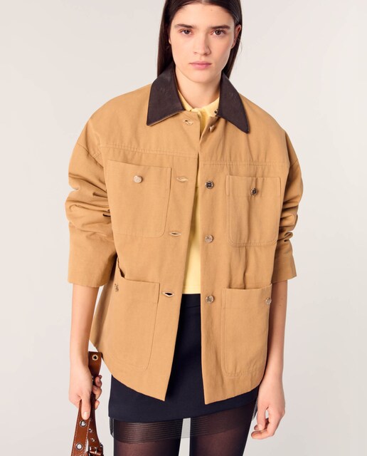Imagen 0 de Parka de mujer de algodón con cuello de piel