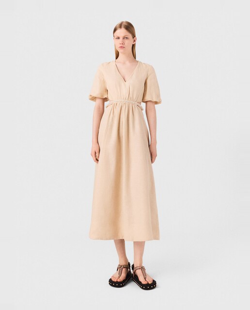 Imagen 0 de Vestido de lino con escote de pico
