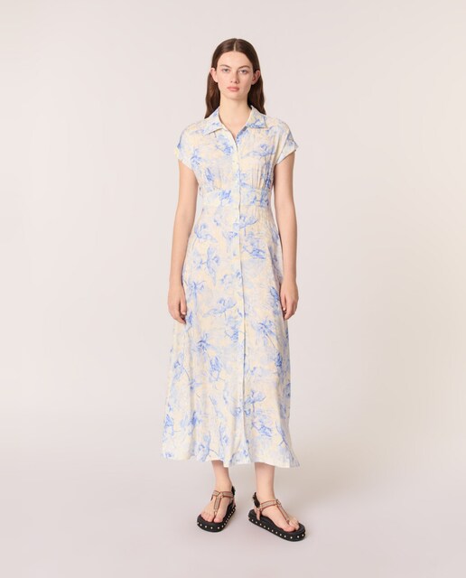 Imagen 0 de Vestido largo camisero estampado