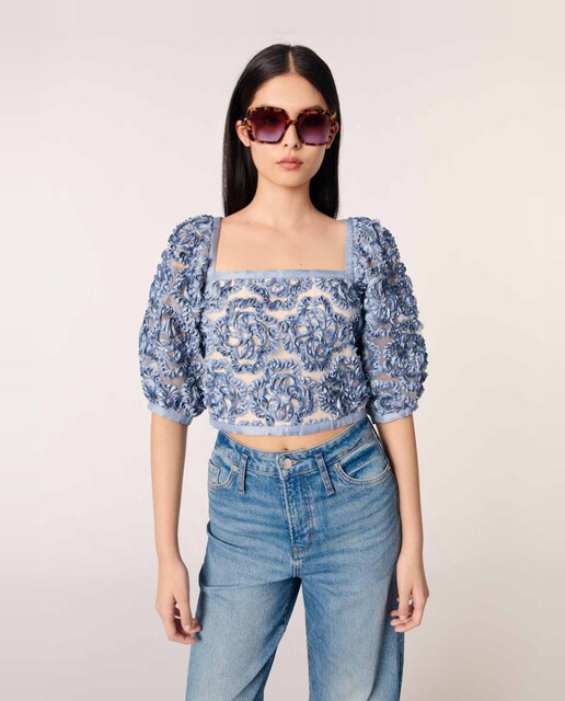 Imagen 0 de Top de mujer de organza con motivo floral