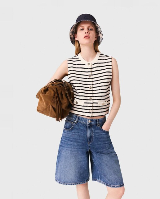 Imagen 0 de Top de mujer a rayas de mezcla de lana