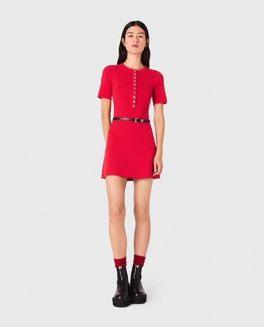 Imagen 0 de Vestido corto de punto canalé