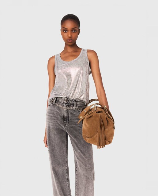 Imagen 0 de Camiseta de mujer de tirantes metalizada