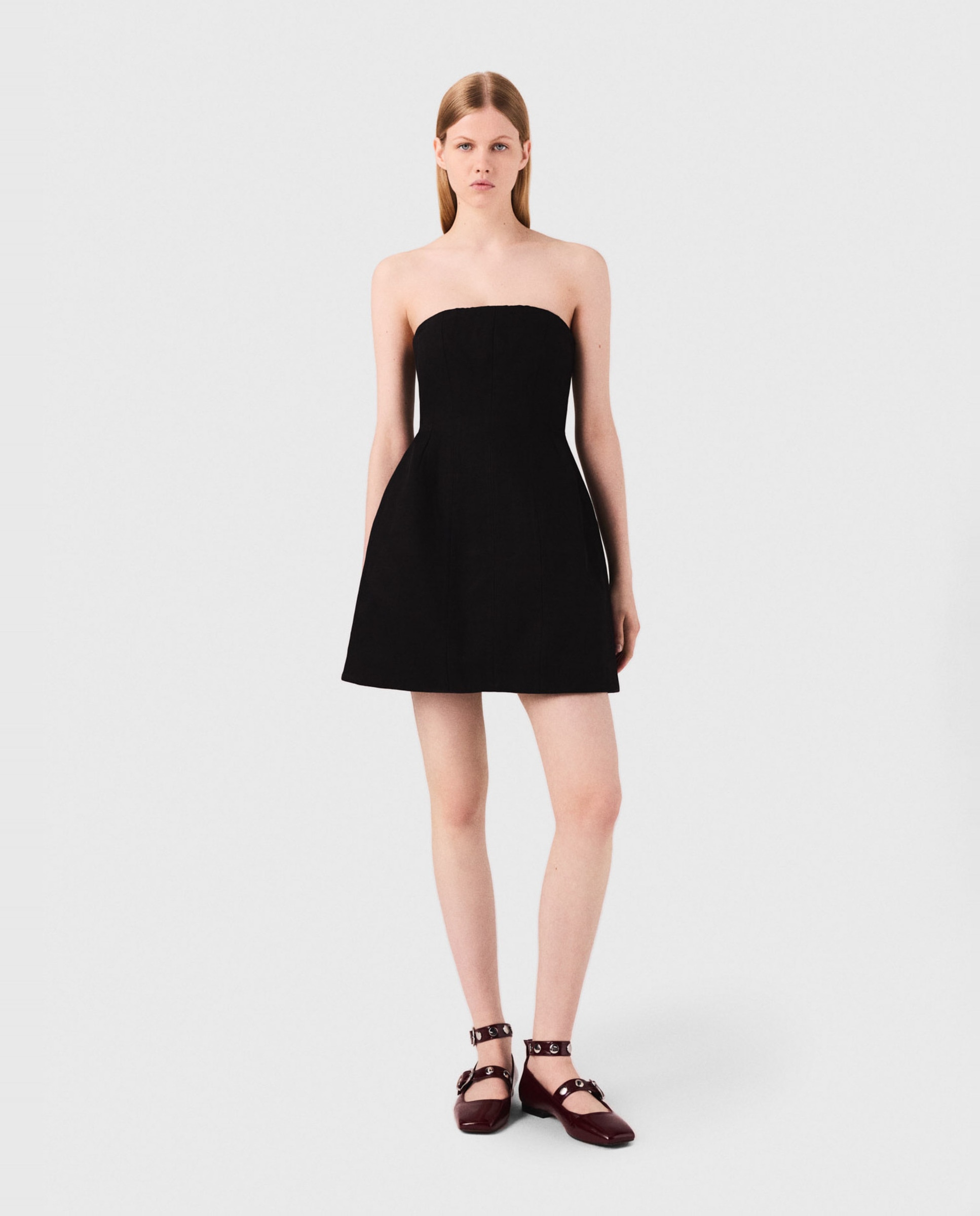 Vestido corto de lino con corpiño