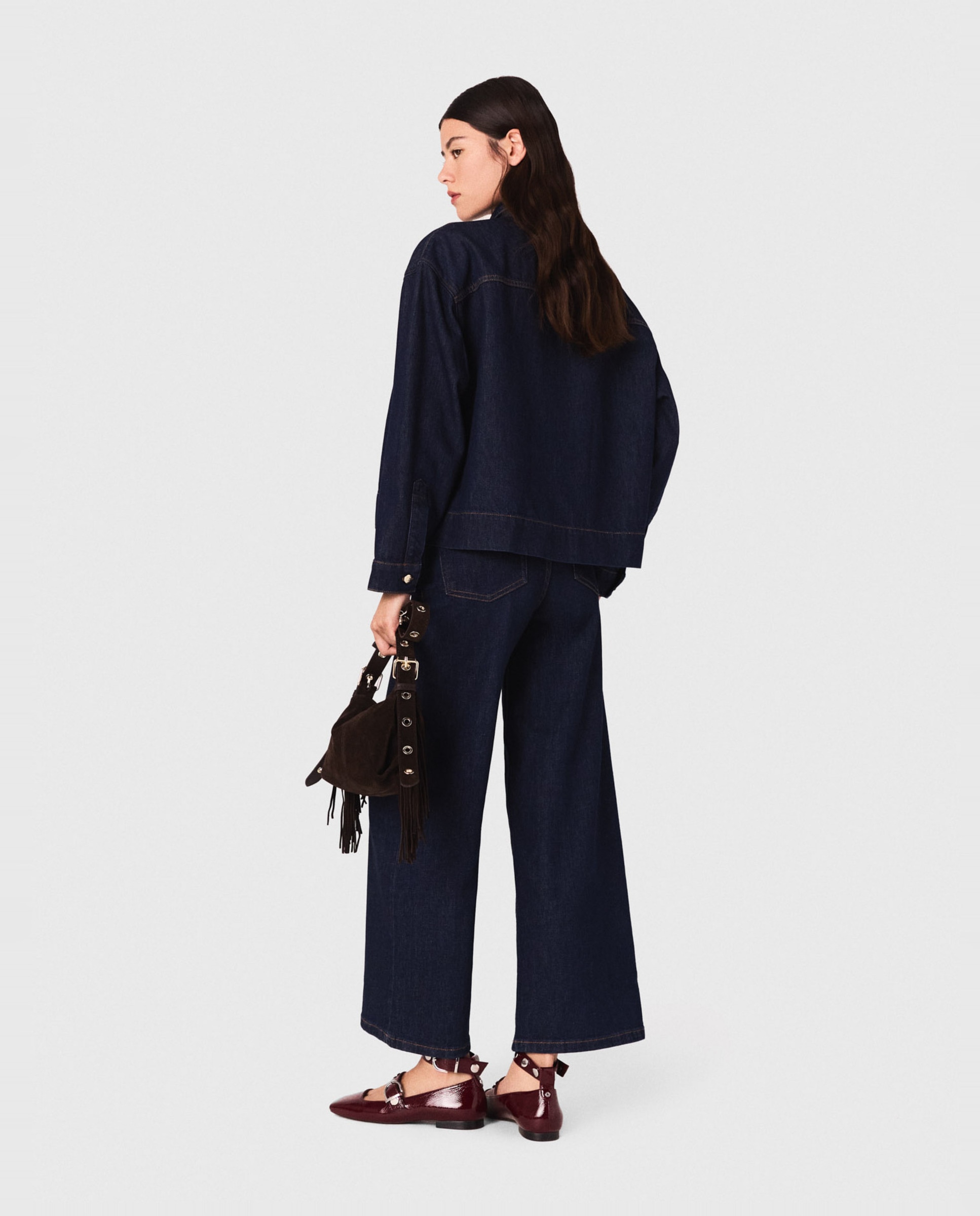 Camisa de mujer vaquera con lavallière - Maje - Azul oscuro Azul oscuro-2
