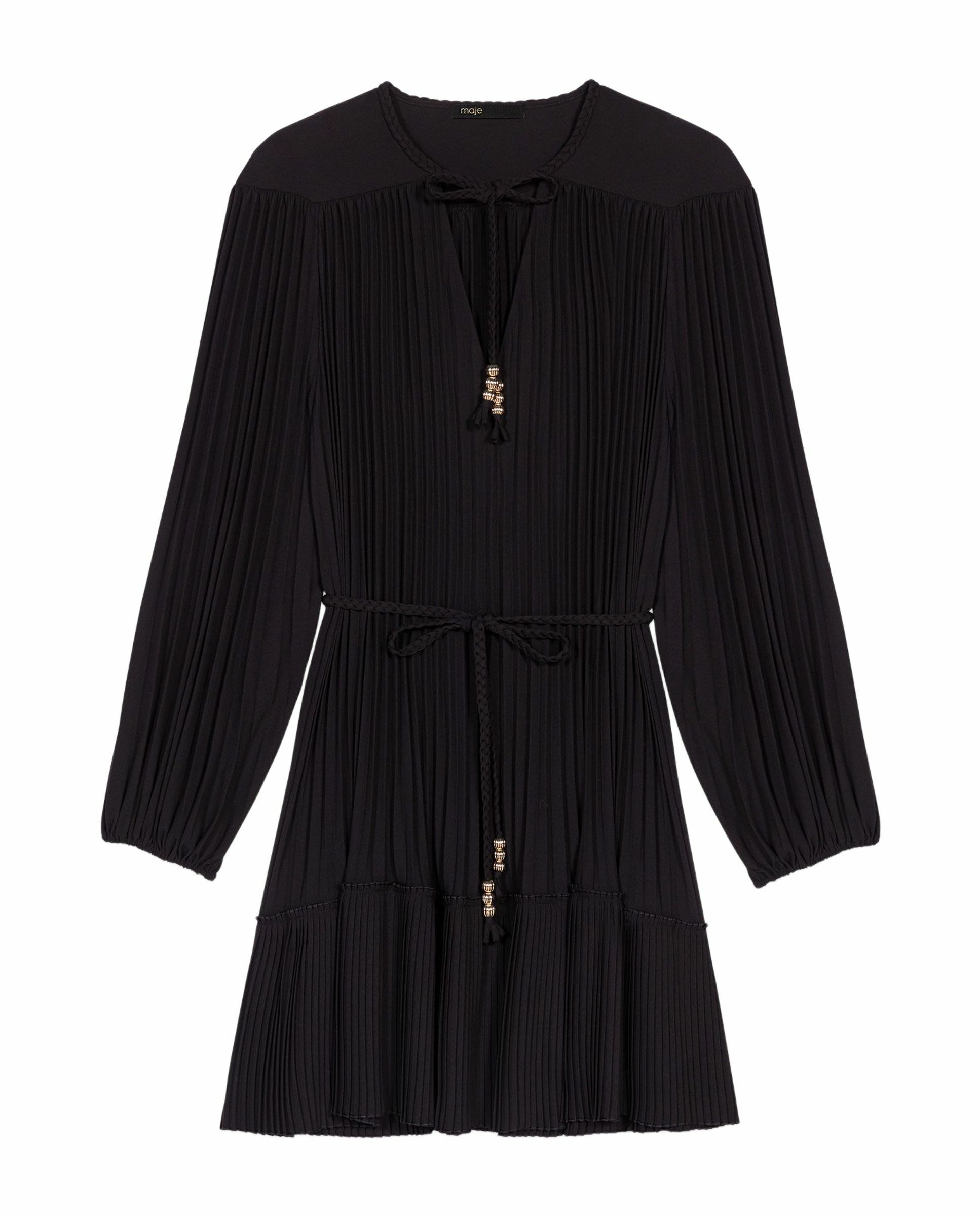 Vestido corto plisado - Maje - Negro Negro-7