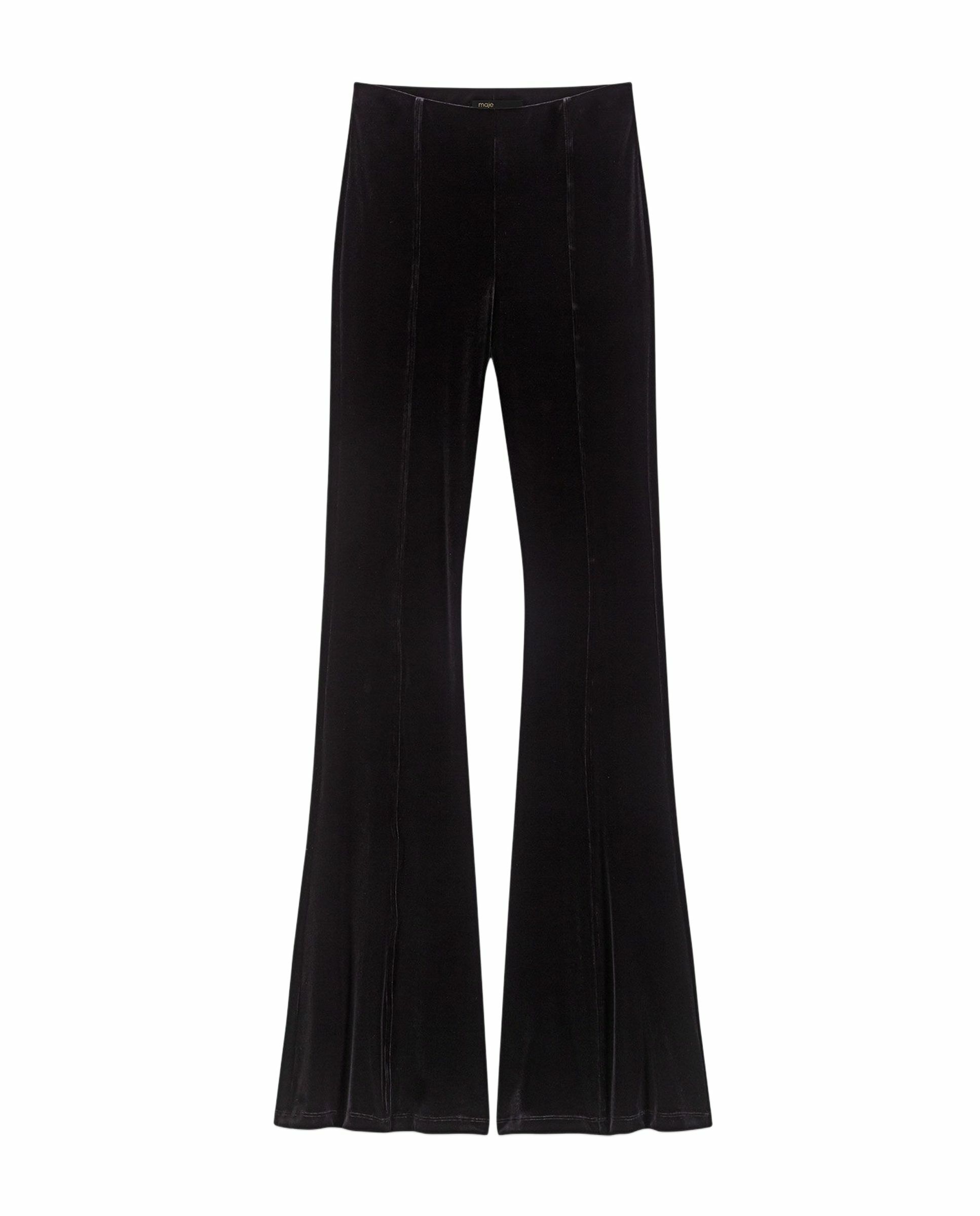 Pantalones de campana de mujer de terciopelo elástico - Maje - Negro Negro-8
