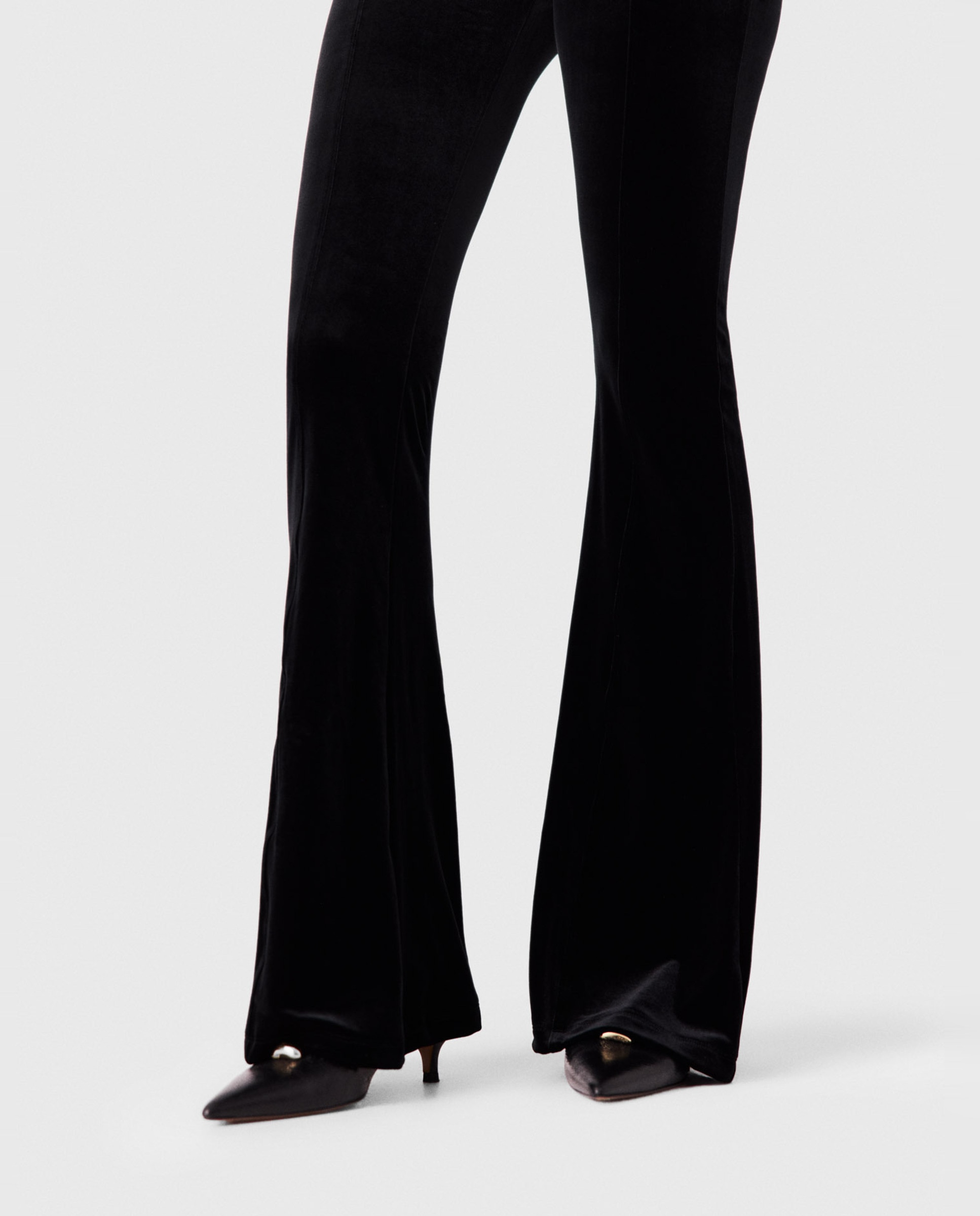 Pantalones de campana de mujer de terciopelo elástico - Maje - Negro Negro-5