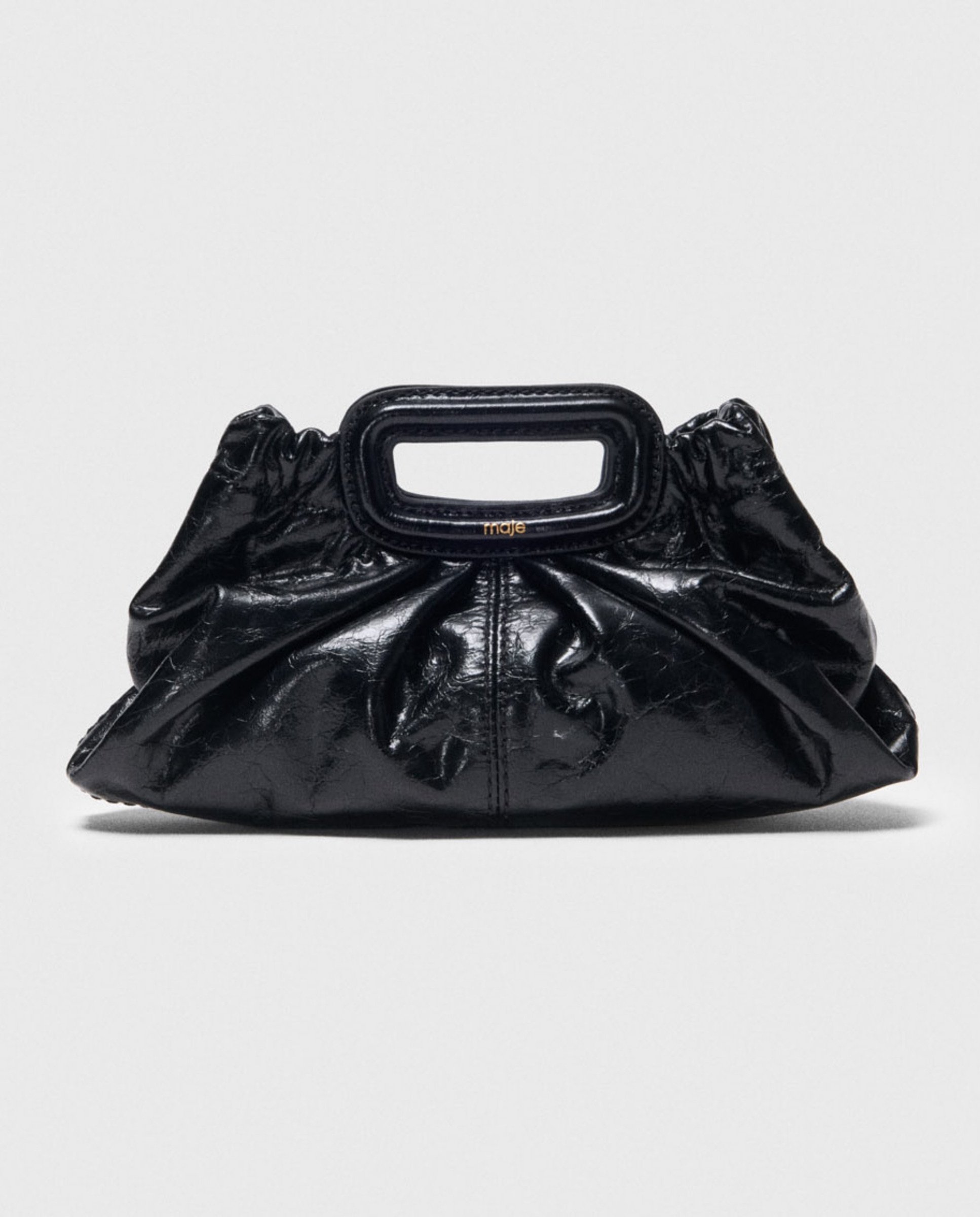 Mini de mujer clutch de piel craquelada - Maje - Negro Negro-1
