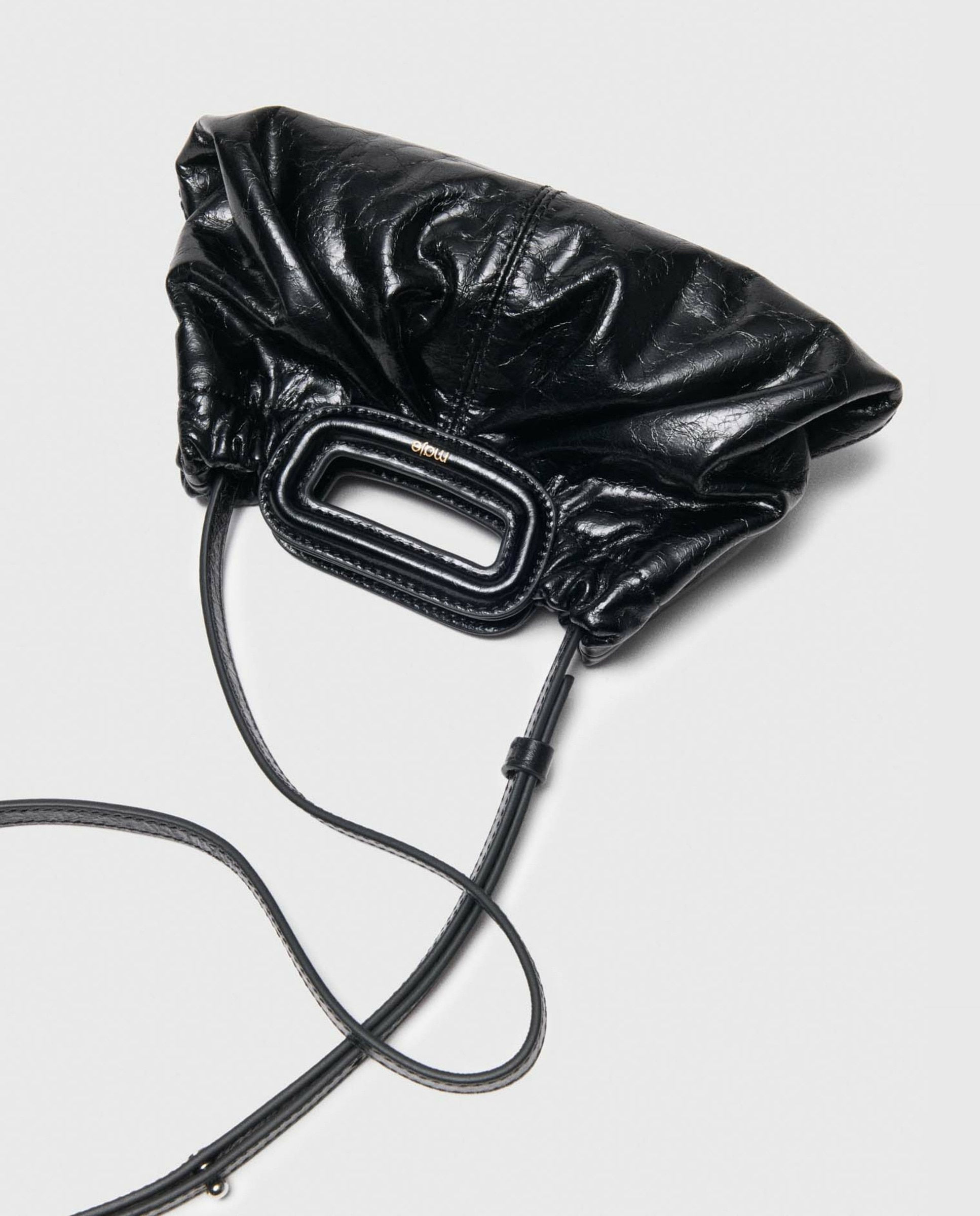 Mini de mujer clutch de piel craquelada - Maje - Negro Negro-4