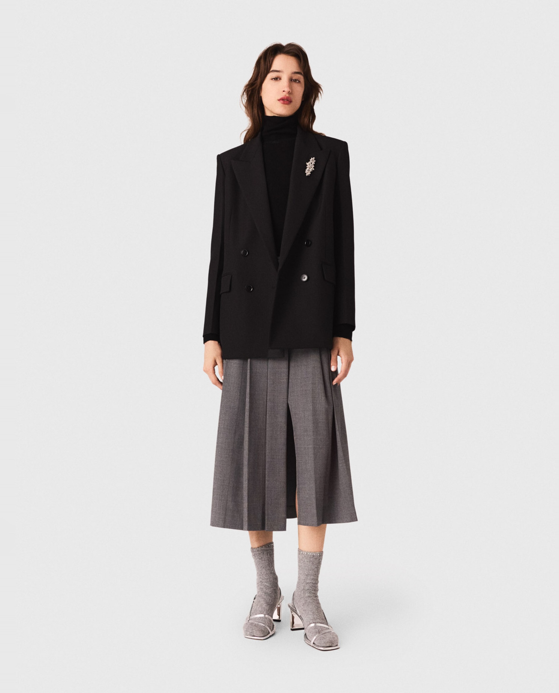 Chaqueta de mujer de doble botonadura - Maje - Negro Negro-1