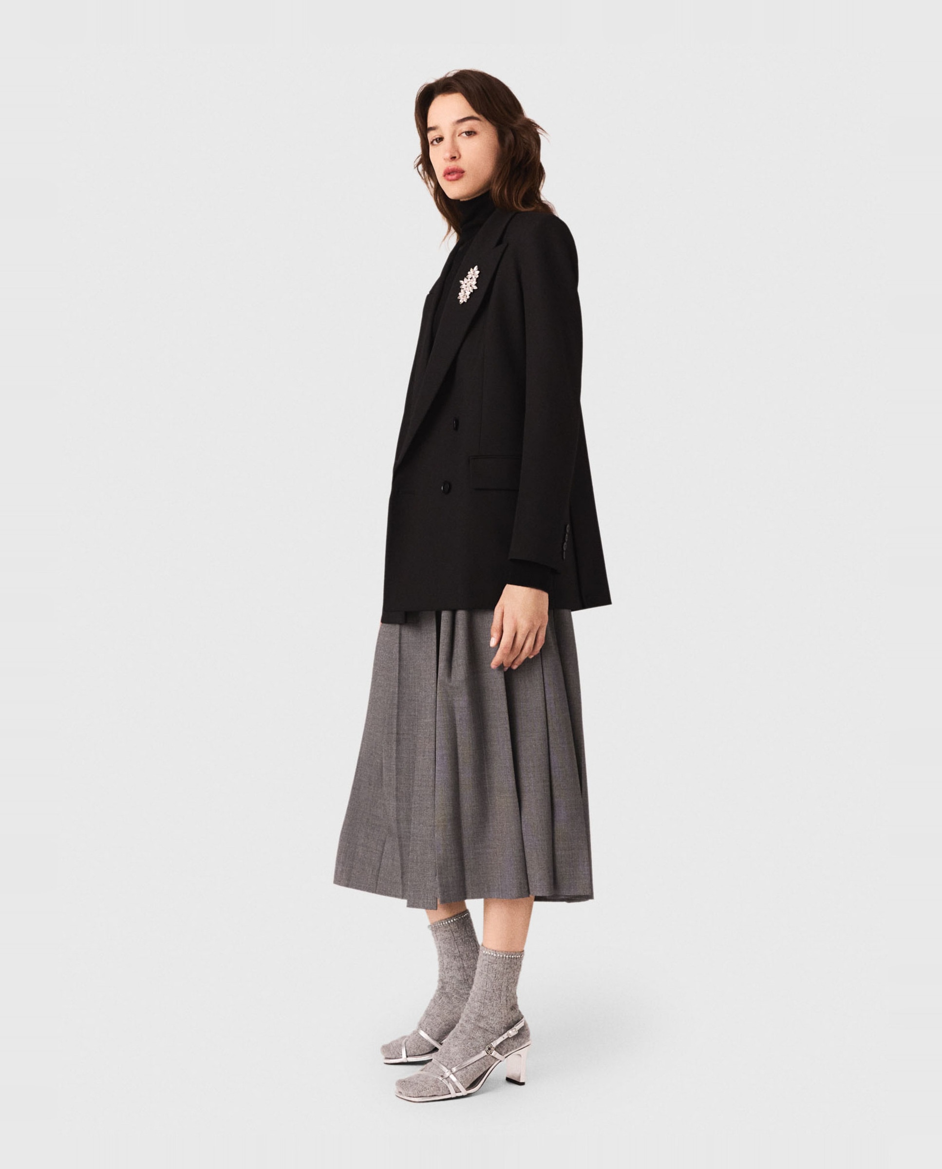 Chaqueta de mujer de doble botonadura - Maje - Negro Negro-3