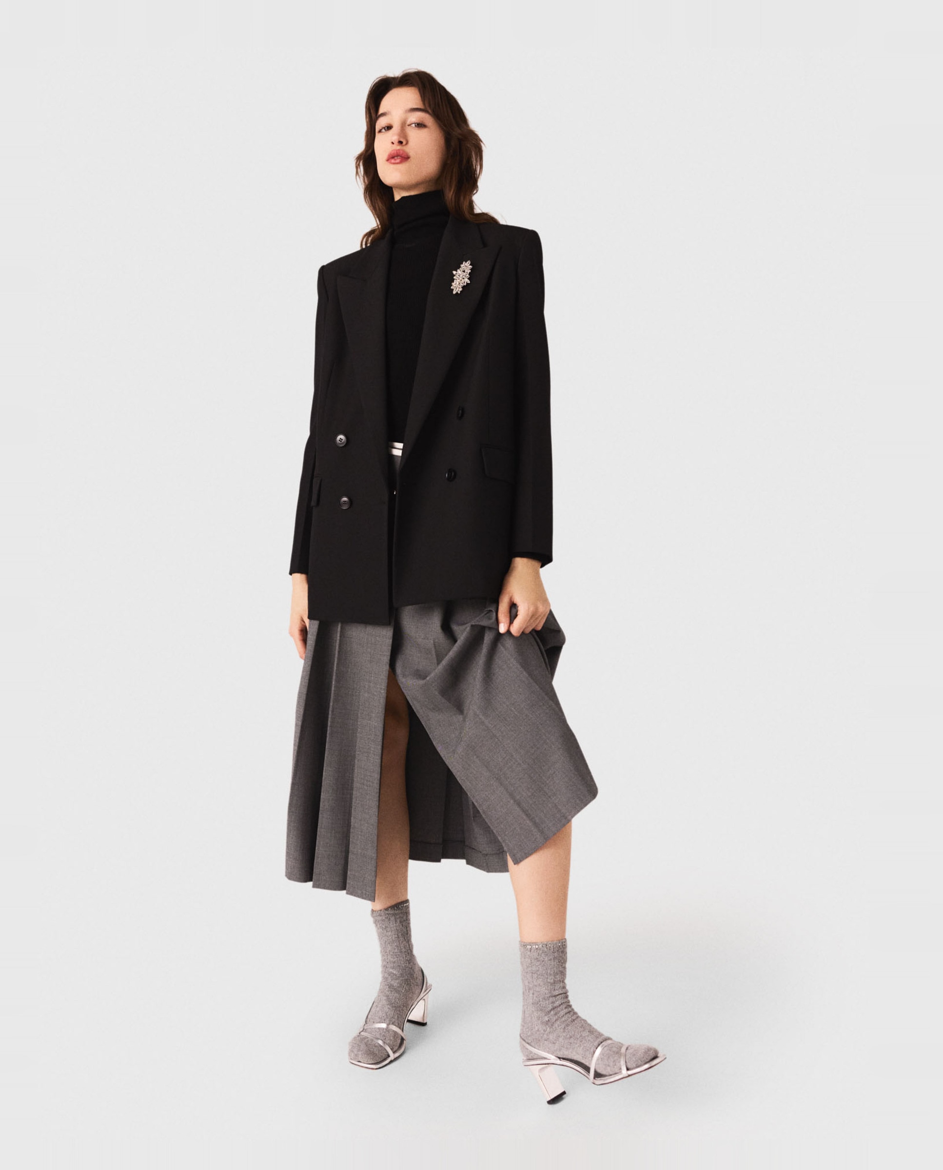 Chaqueta de mujer de doble botonadura - Maje - Negro Negro-4
