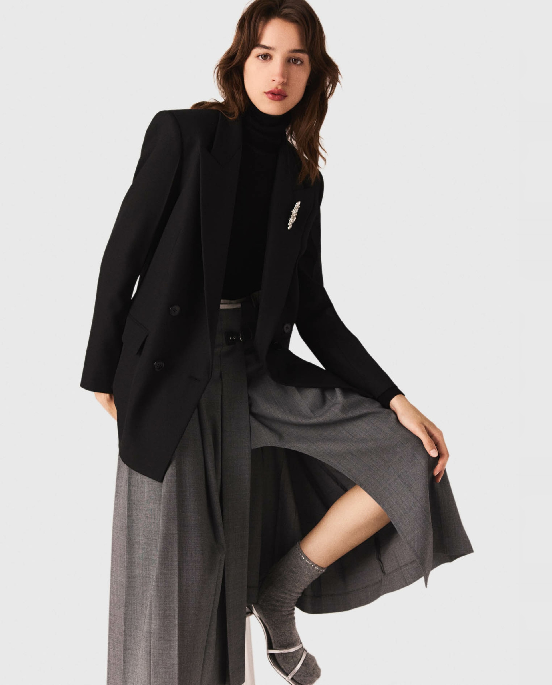 Chaqueta de mujer de doble botonadura - Maje - Negro Negro-5