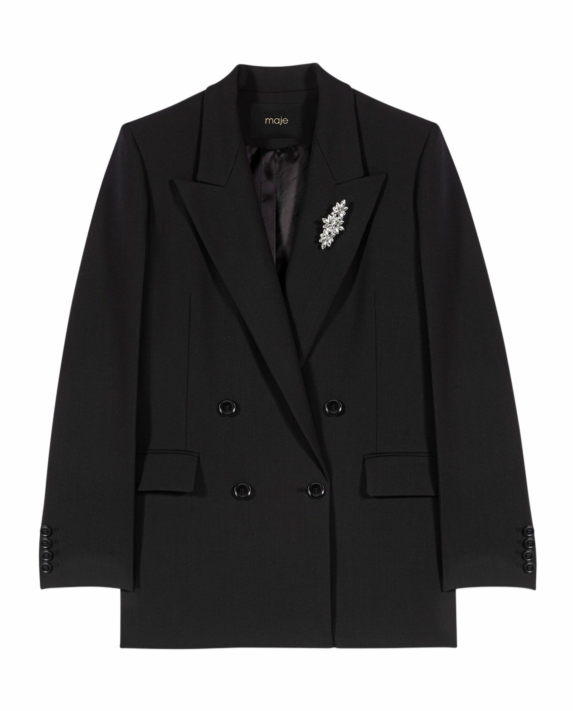 Chaqueta de mujer de doble botonadura - Maje - Negro Negro-8