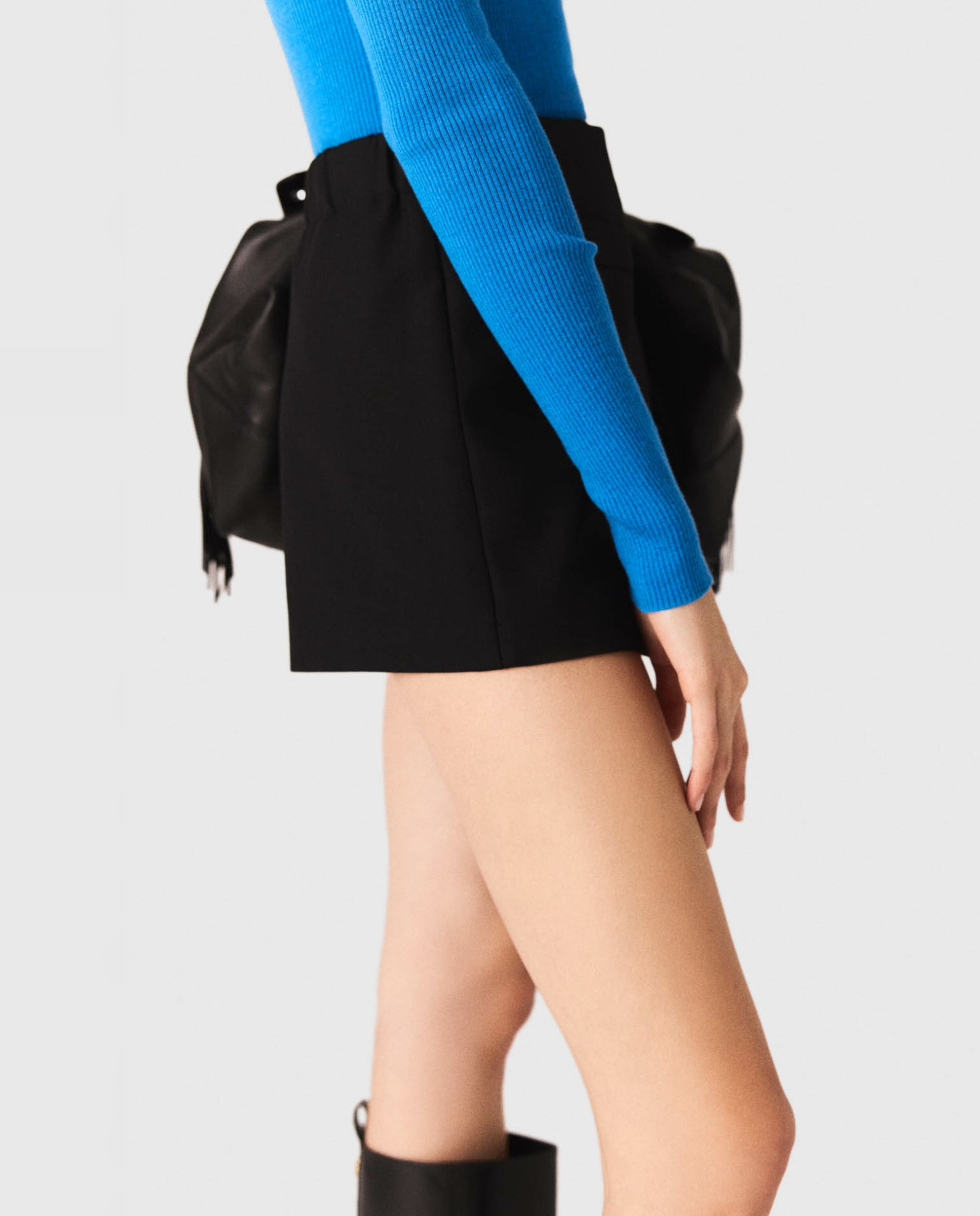 Pantalón de mujer corto de sastre trampantojo - Maje - Negro Negro-5