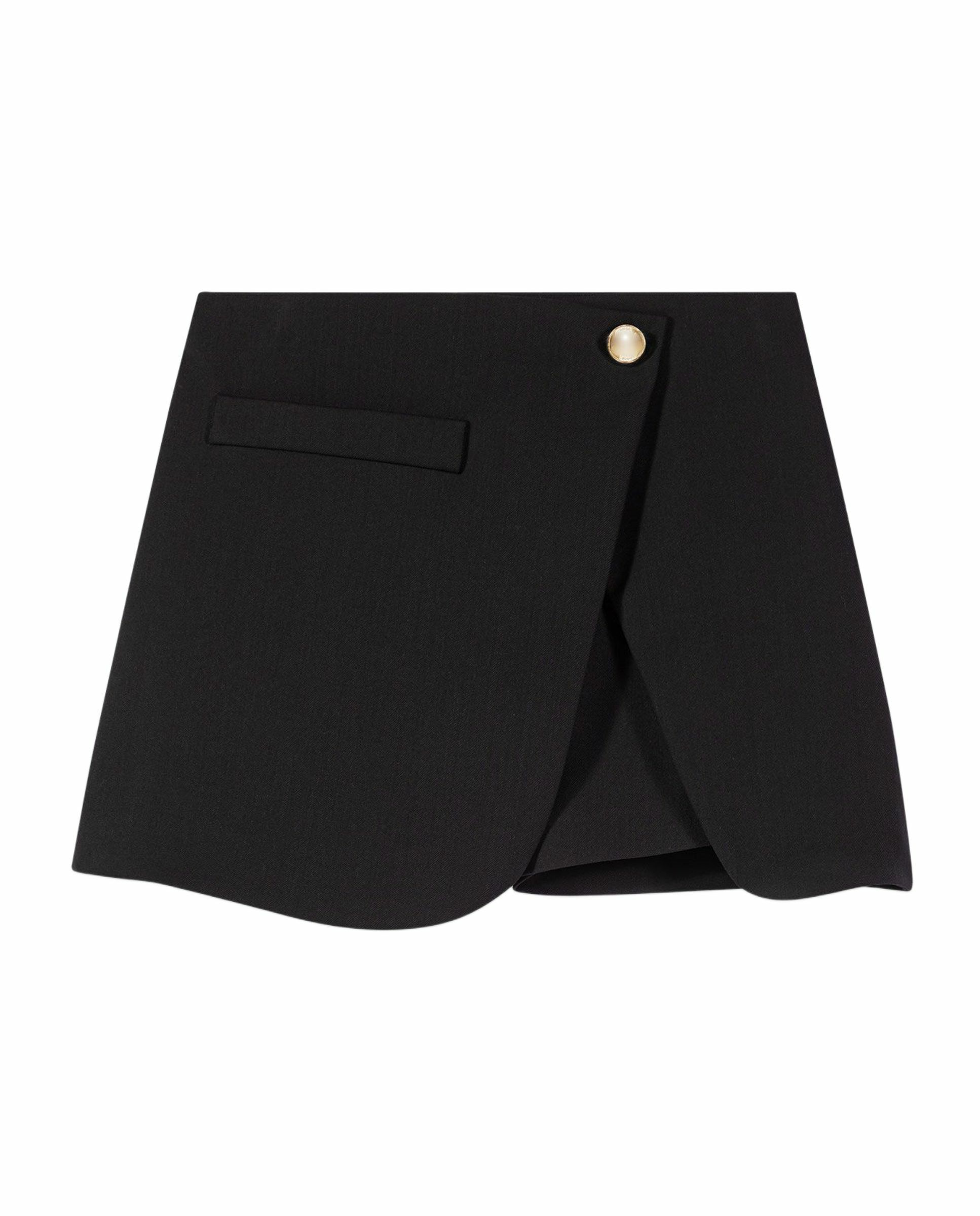 Pantalón de mujer corto de sastre trampantojo - Maje - Negro Negro-7