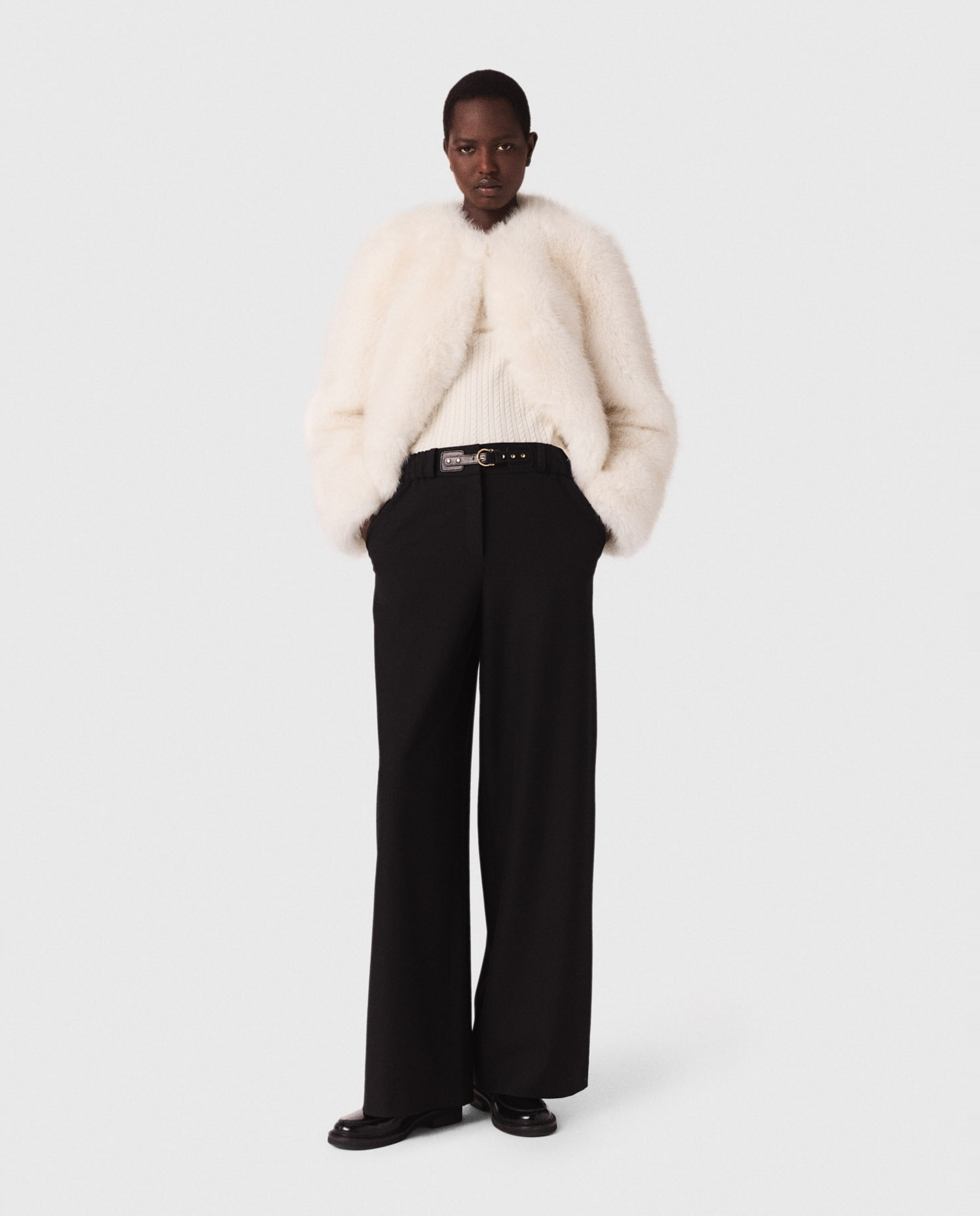 Maje - Pantalón de mujer sastre de pernera ancha.