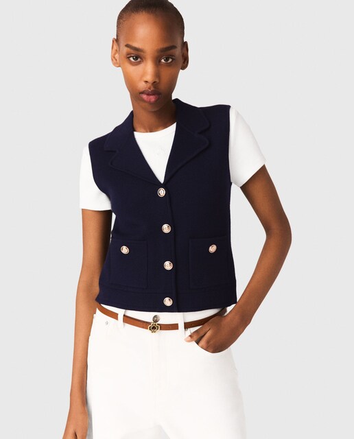 Imagen 0 de Chaleco de mujer de lana con cuello con solapas