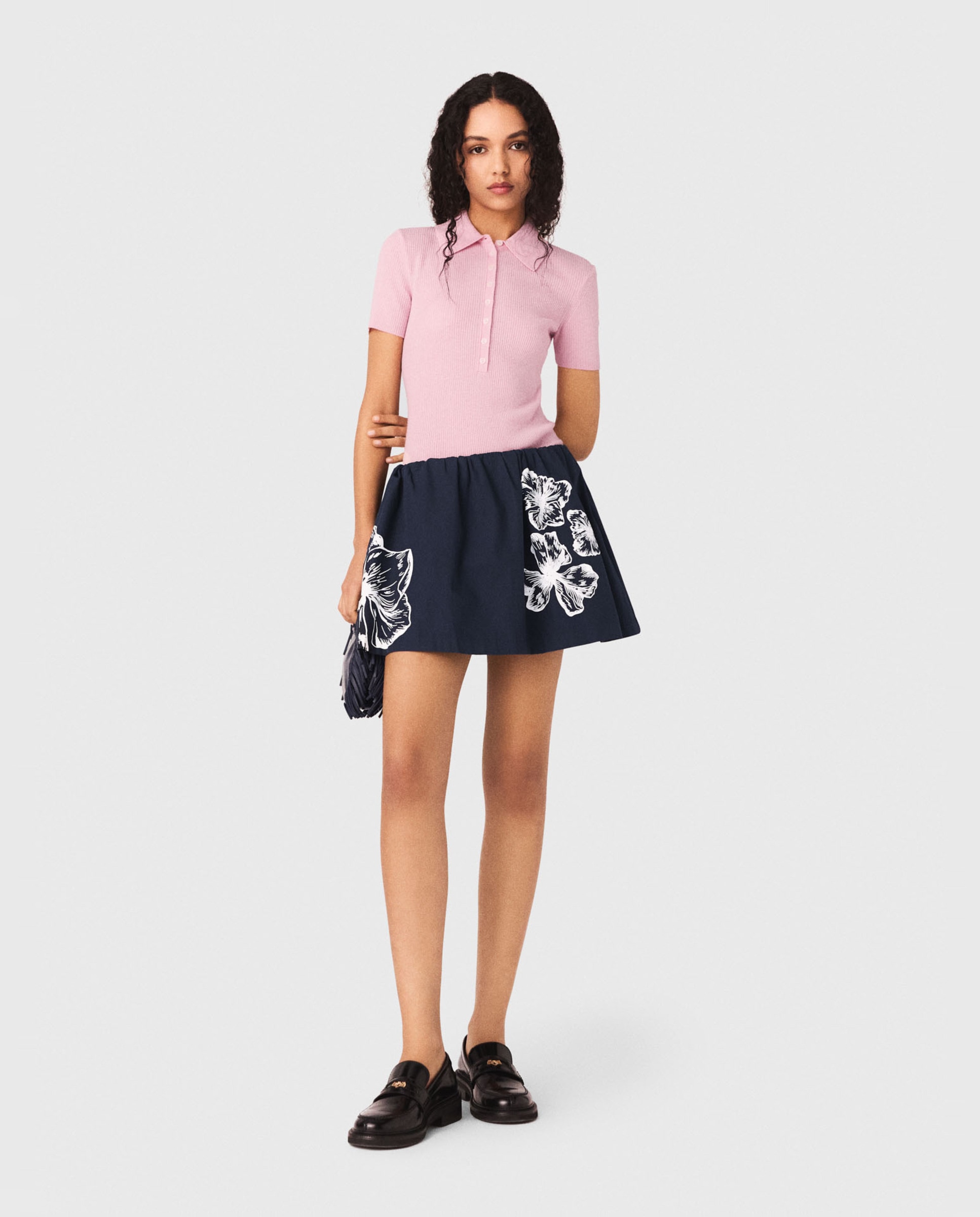 Maje - Falda acampanada con estampado floral de algodón.