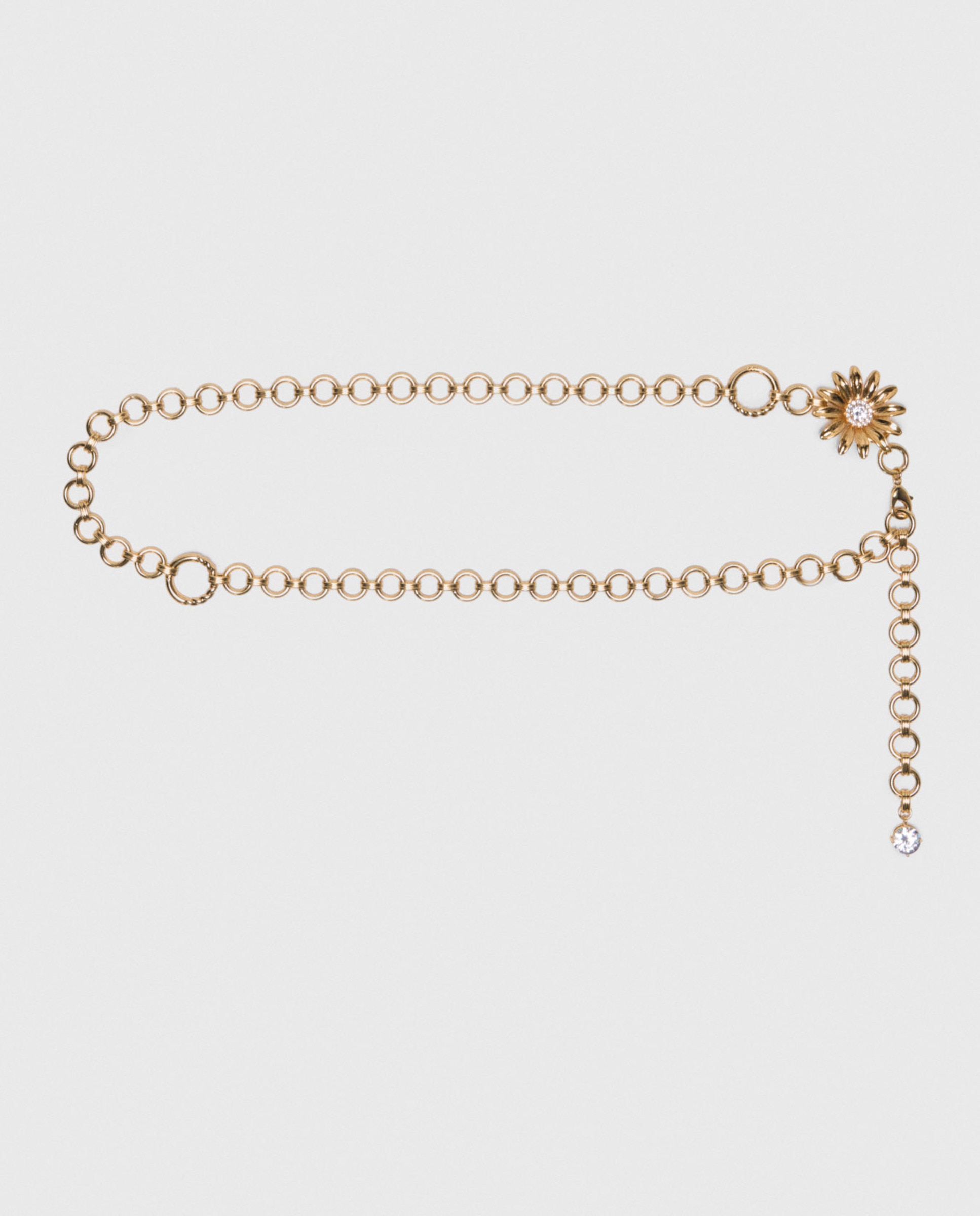 Imagen 0 de Cinturón de fiesta, cadena dorada y flores con strass Oro