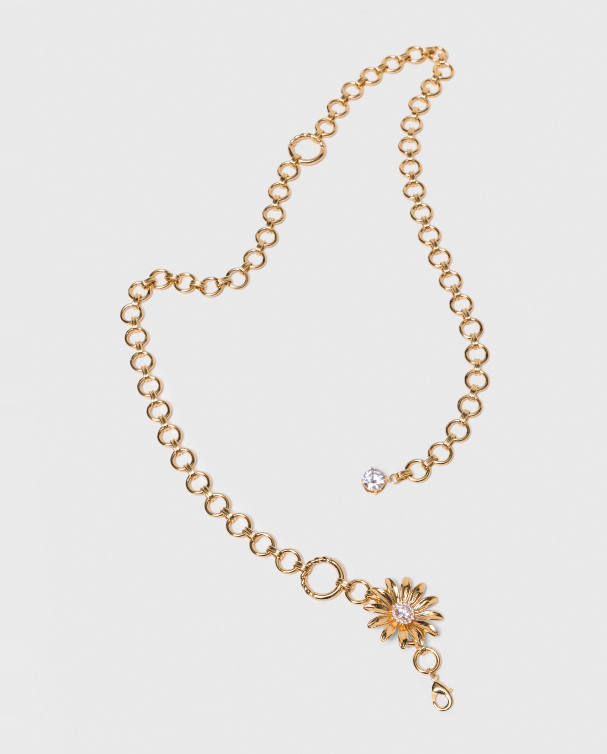 Cinturón de fiesta, cadena dorada y flores con strass - Maje - Oro Oro-4
