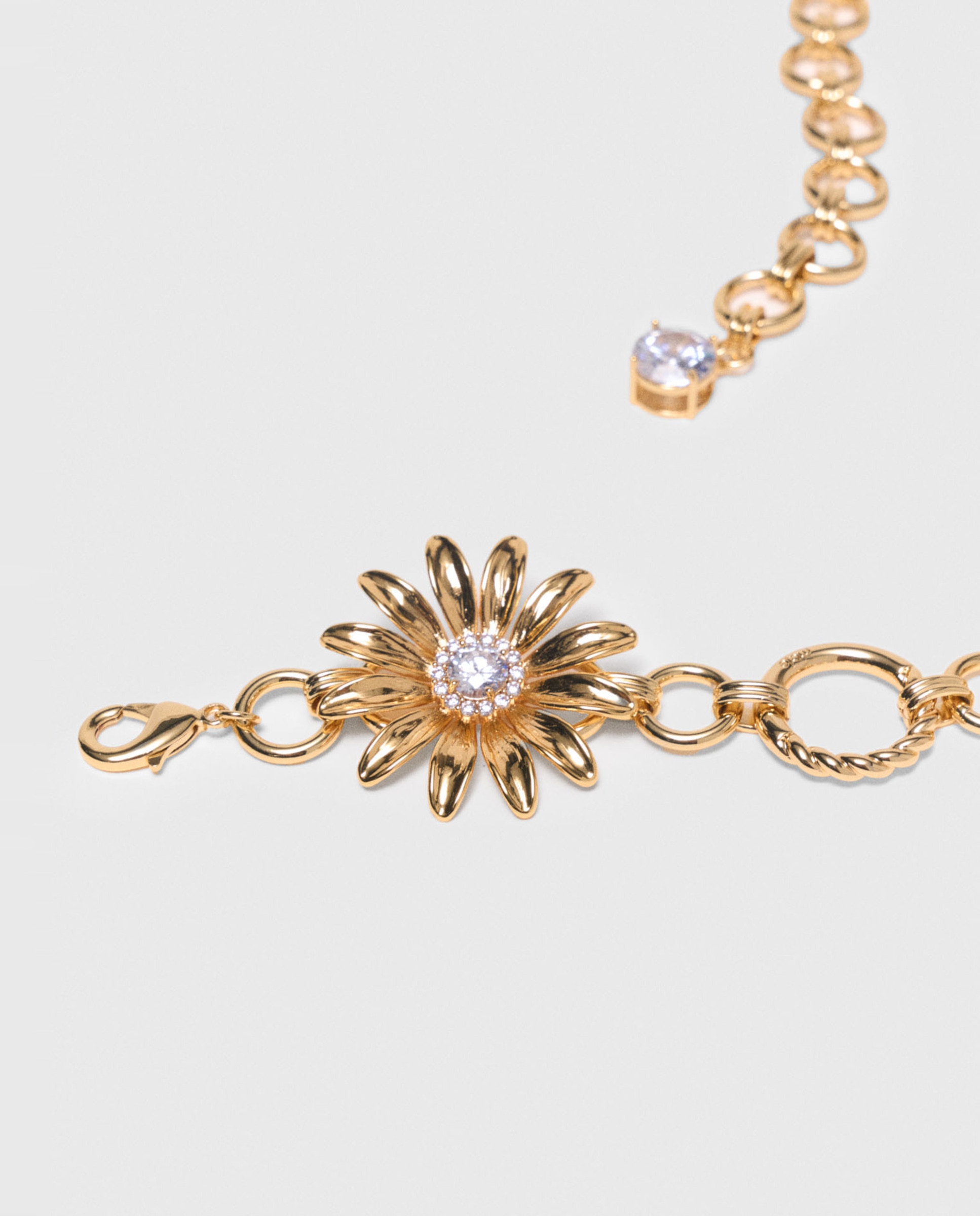 Cinturón de fiesta, cadena dorada y flores con strass - Maje - Oro Oro-5