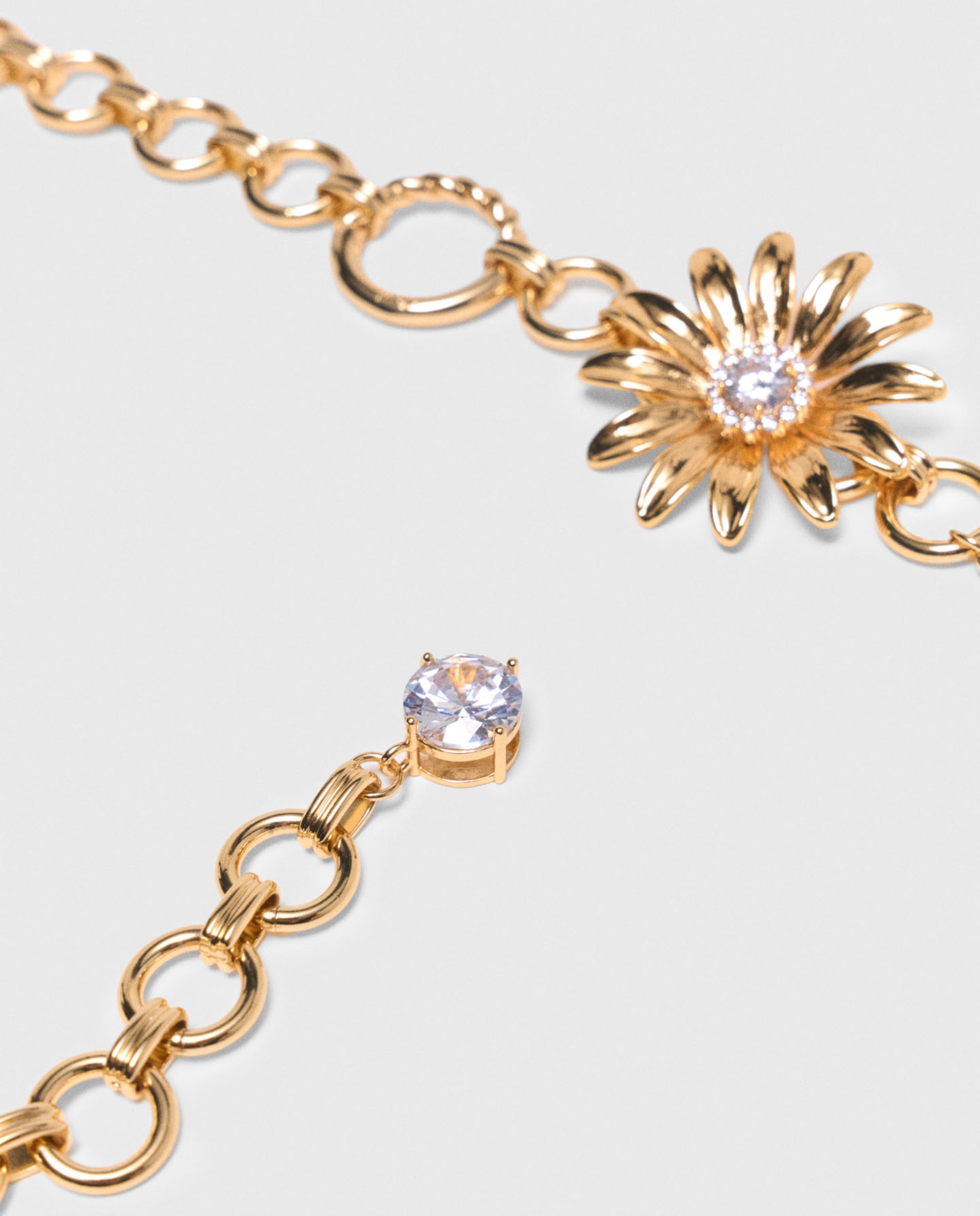 Cinturón de fiesta, cadena dorada y flores con strass - Maje - Oro Oro-6