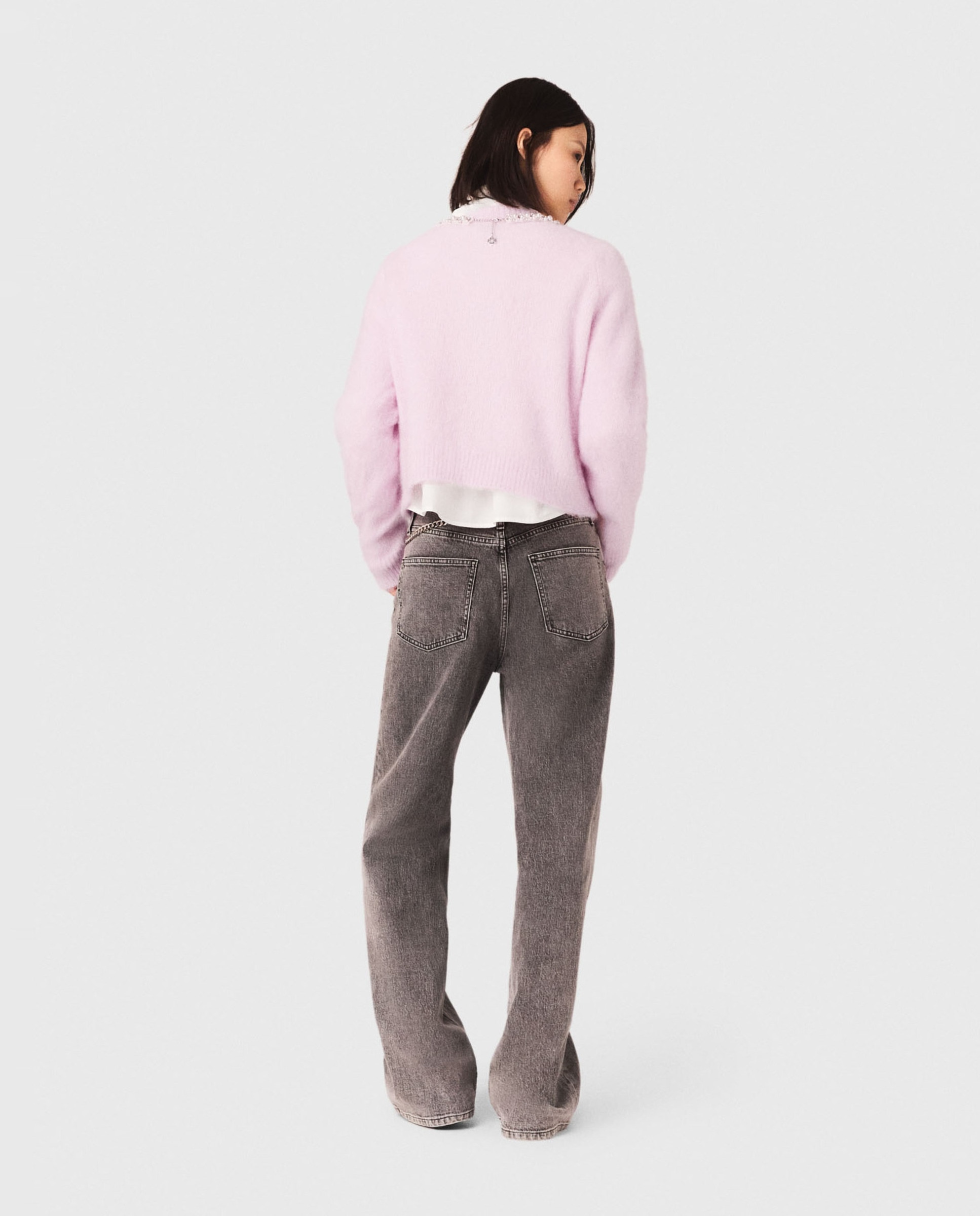 Jersey de mujer desmontable con perlas, pedrería y alpaca - Maje - Rosa Rosa-2