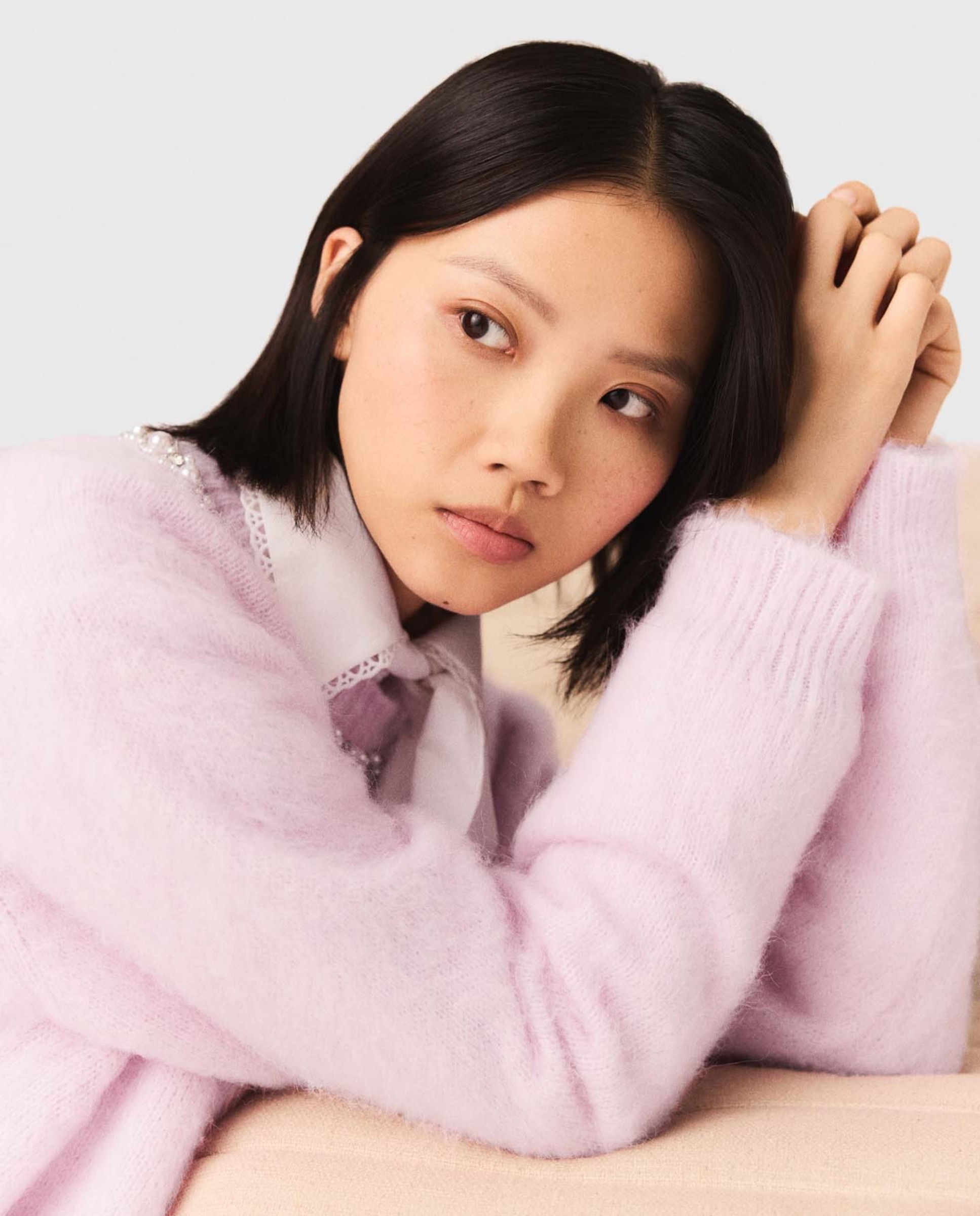 Jersey de mujer desmontable con perlas, pedrería y alpaca - Maje - Rosa Rosa-7