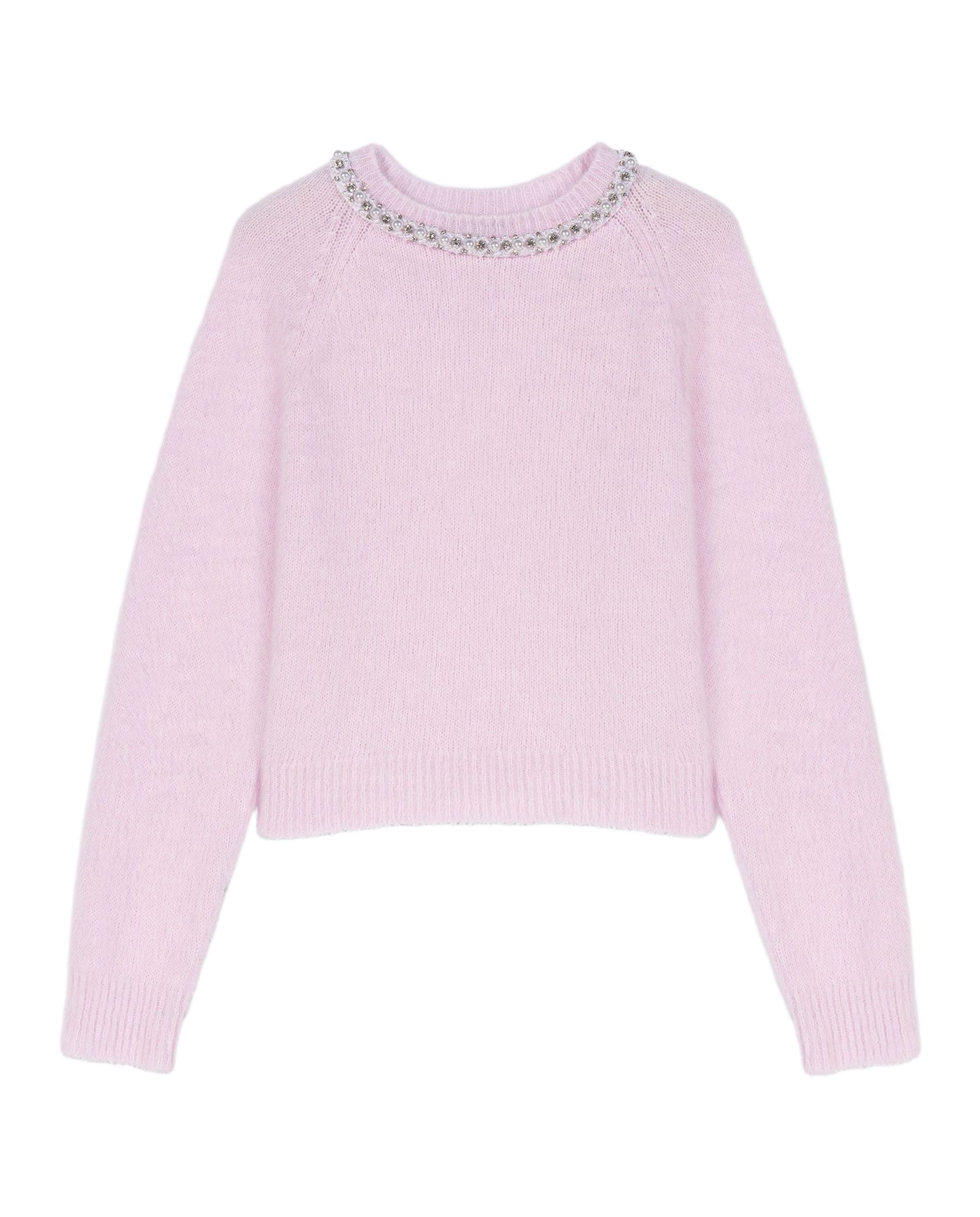 Jersey de mujer desmontable con perlas, pedrería y alpaca - Maje - Rosa Rosa-8
