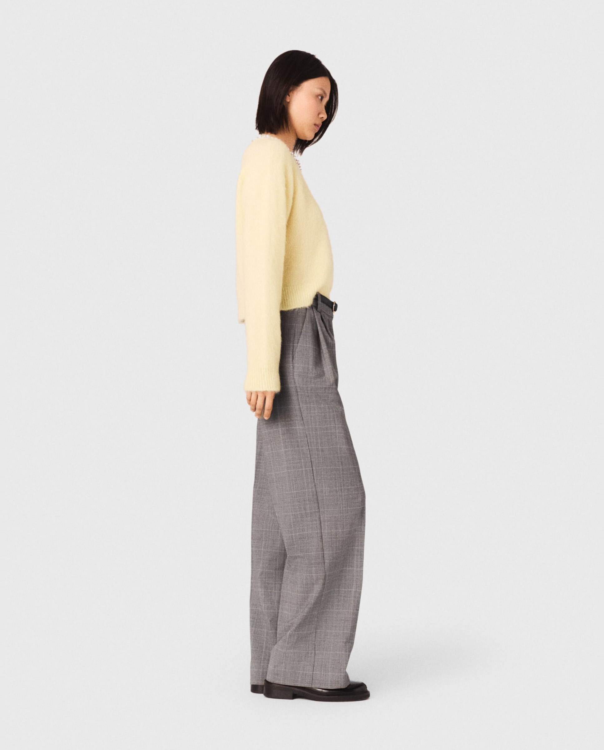 Jersey de mujer desmontable con perlas, pedrería y alpaca - Maje - Amarillo Amarillo-3