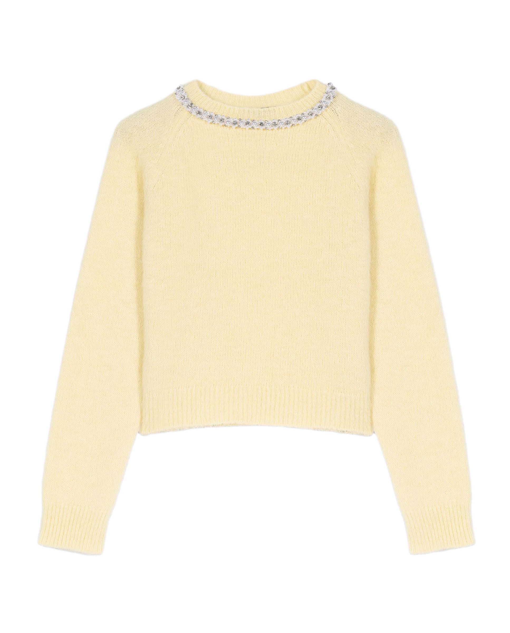 Jersey de mujer desmontable con perlas, pedrería y alpaca - Maje - Amarillo Amarillo-7