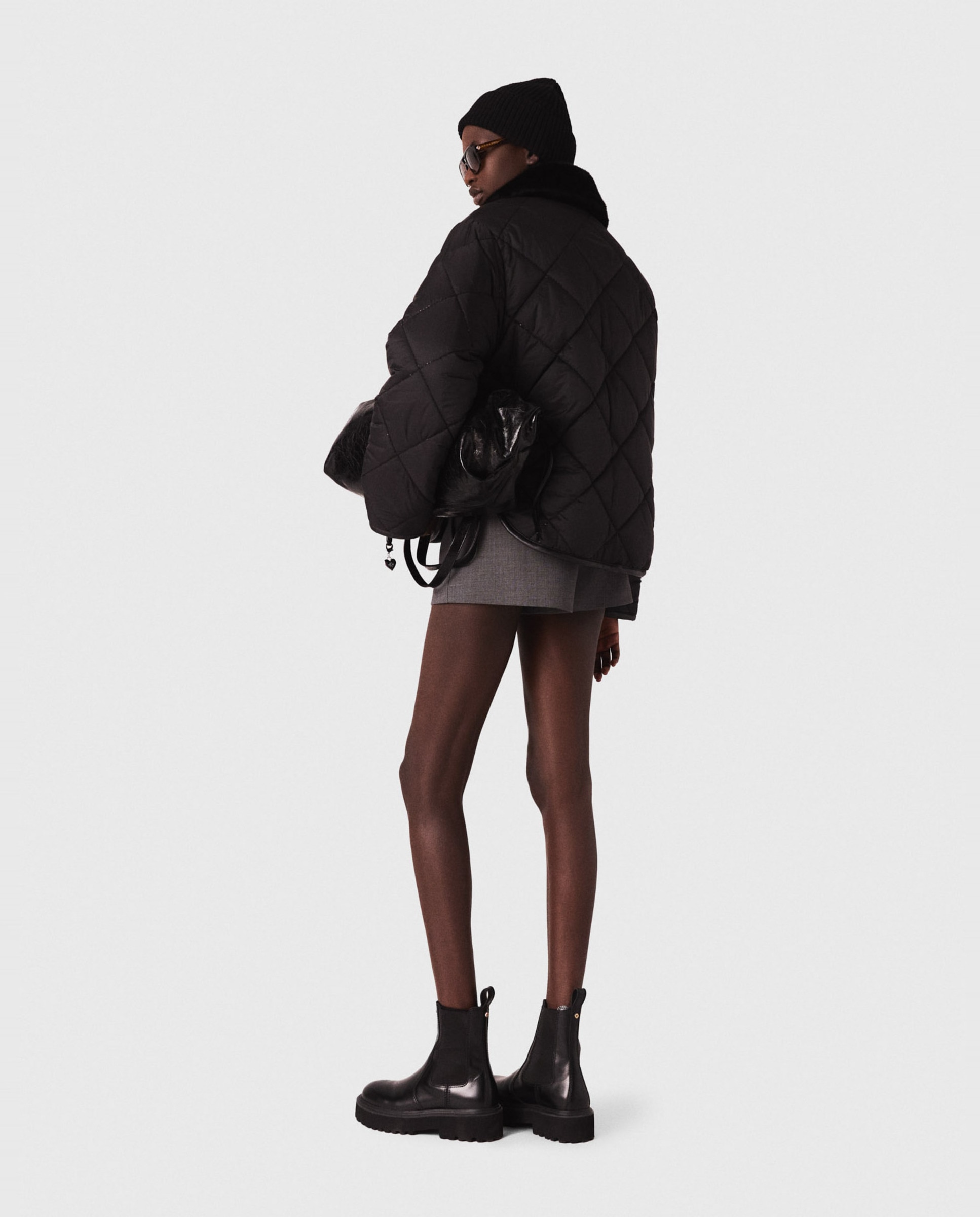 Plumífero de mujer reversible con lentejuelas - Maje - Negro Negro-2