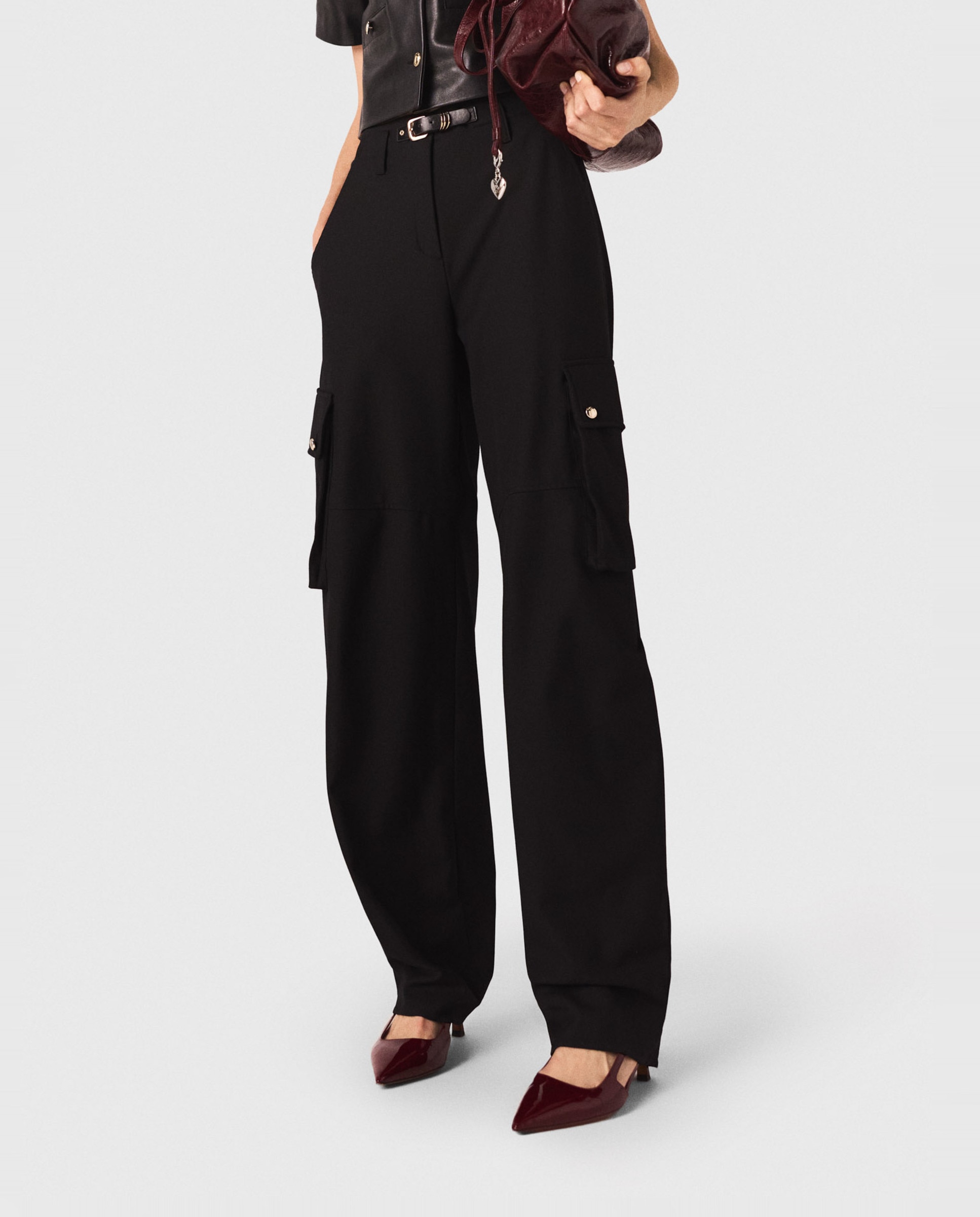 Pantalón de mujer cargo - Maje - Negro Negro-2