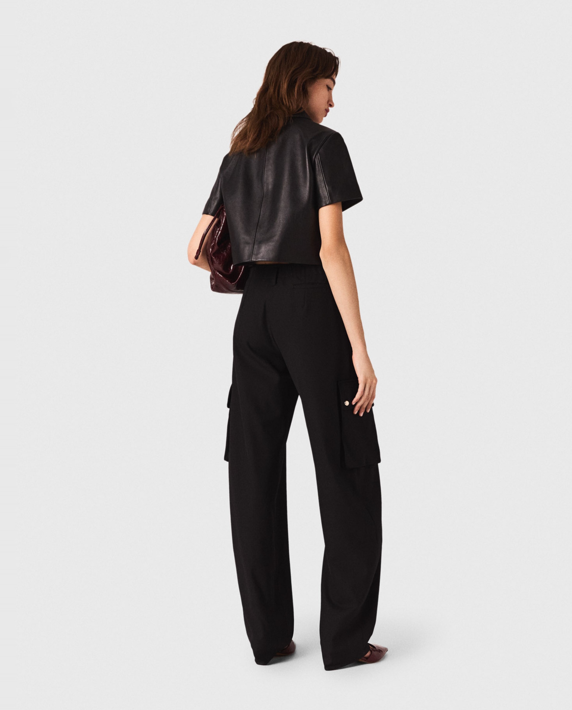 Pantalón de mujer cargo - Maje - Negro Negro-3