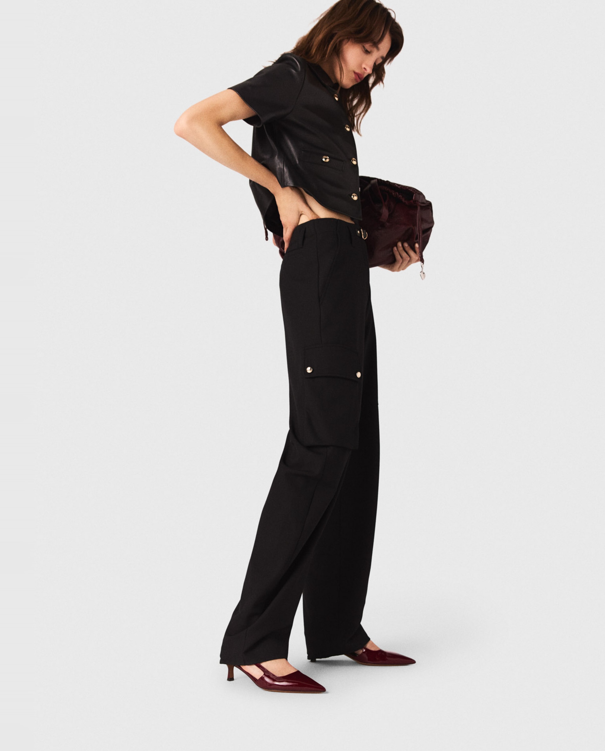 Pantalón de mujer cargo - Maje - Negro Negro-4