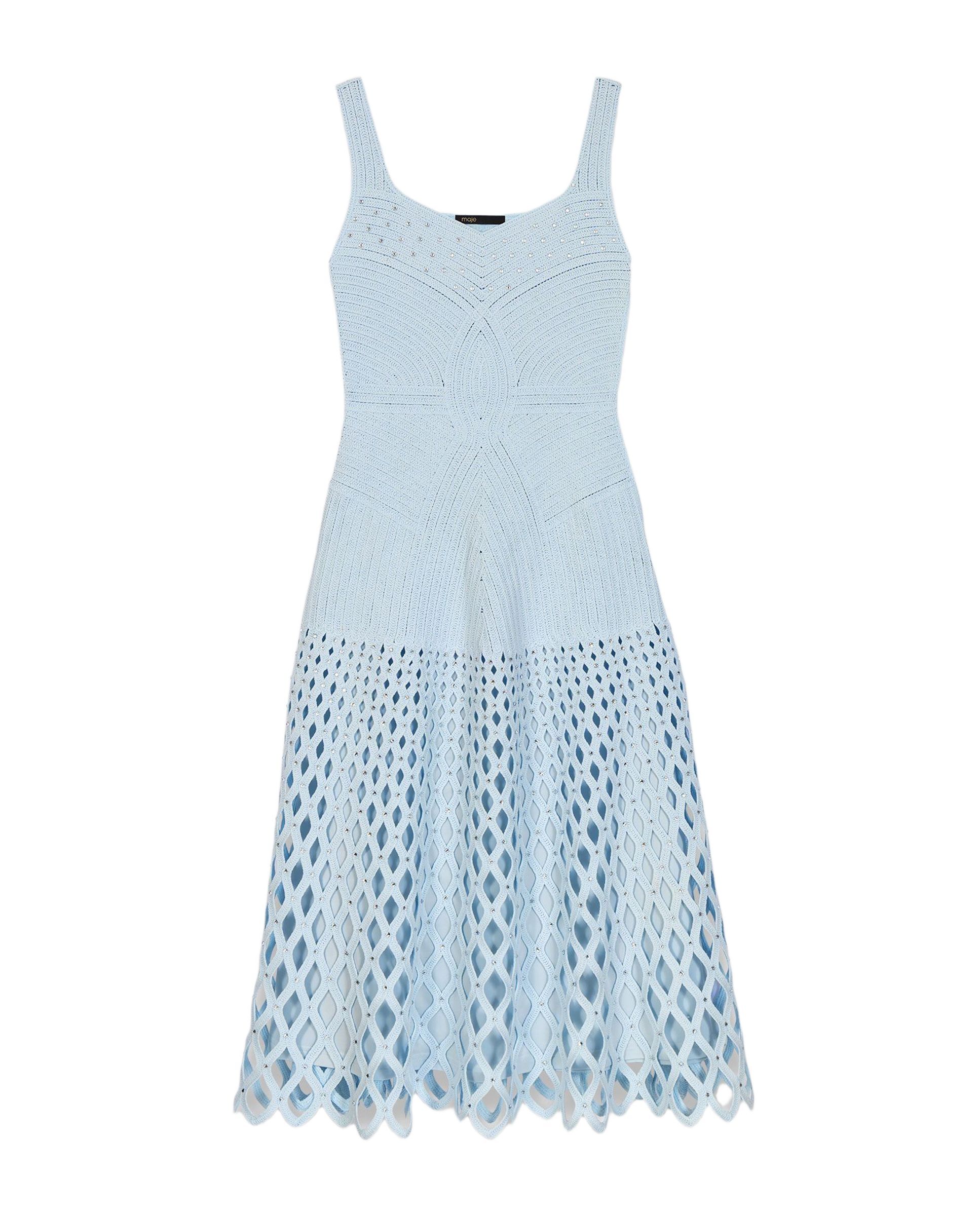 Vestido midi de ganchillo con forro desmontable - Maje - Azul claro Azul claro-7