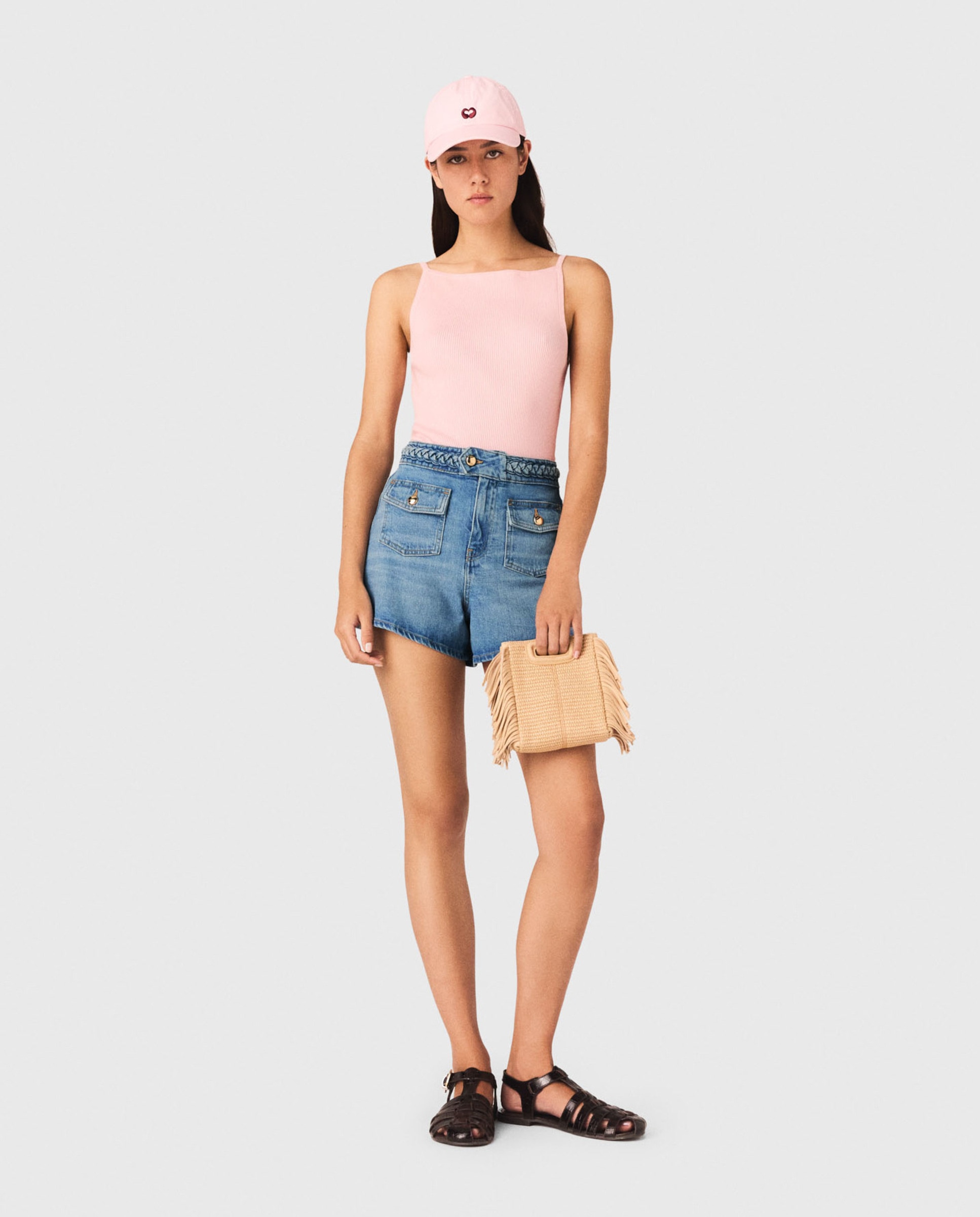 Maje - Short de mujer vaquero trenzado.