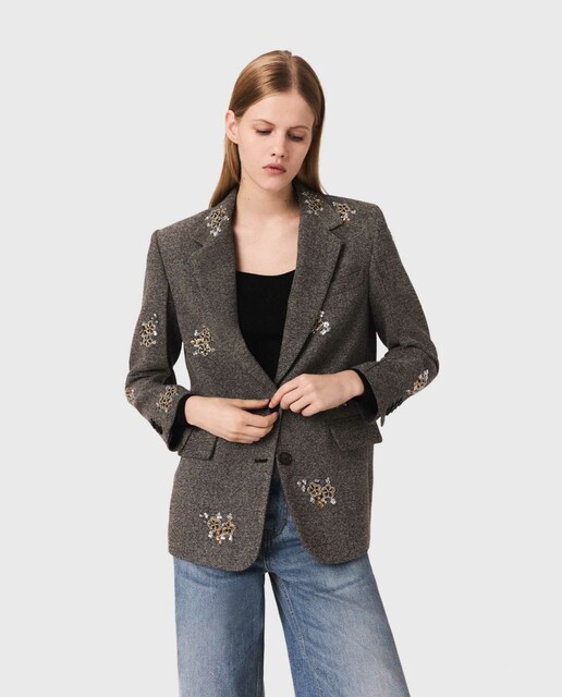 Imagen 0 de Chaqueta de mujer de lana con flores bordadas