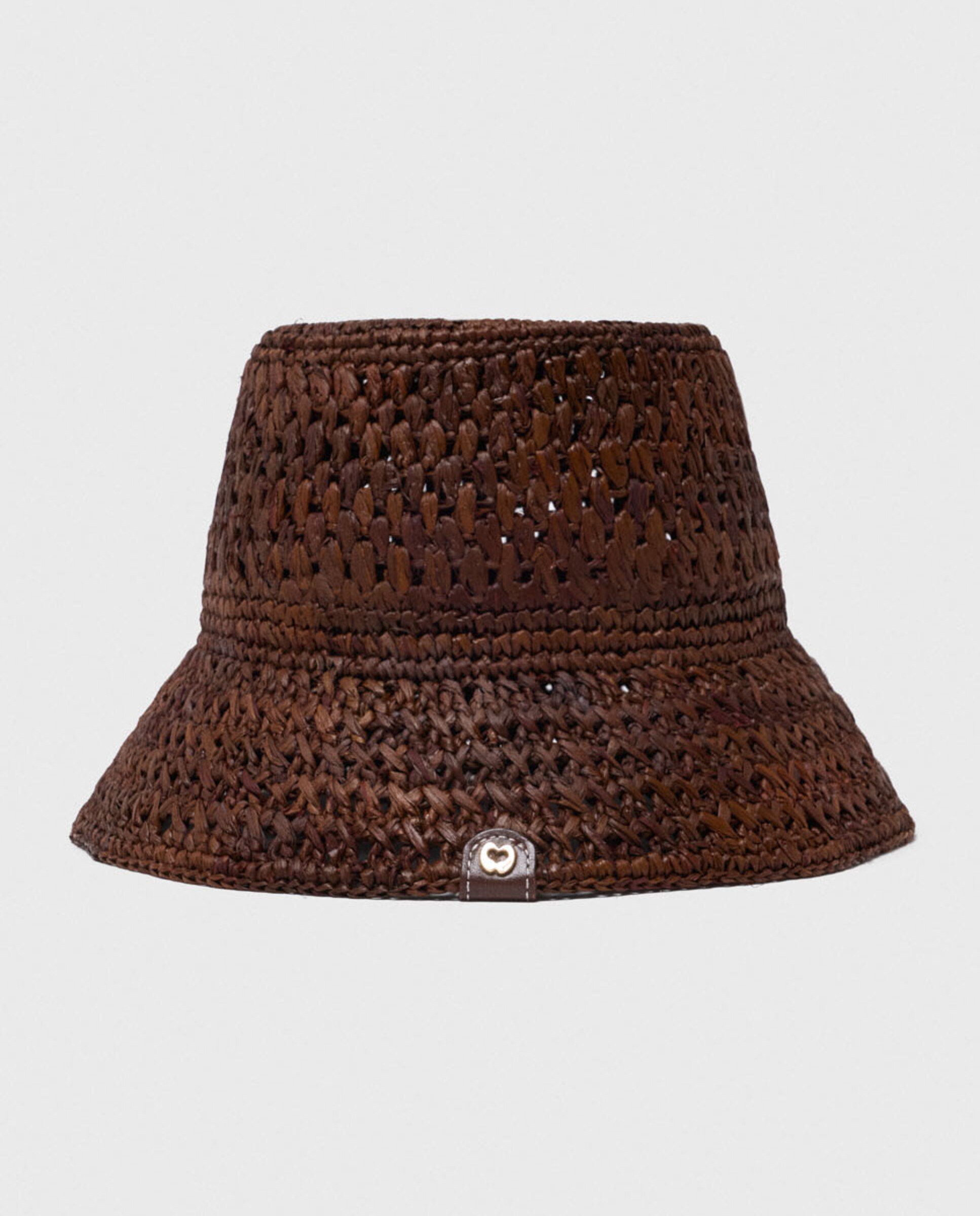 Gorro bob de mujer de rafia natural con cordón ajustable - Maje - Marrón chocolate Marrón chocolate-1