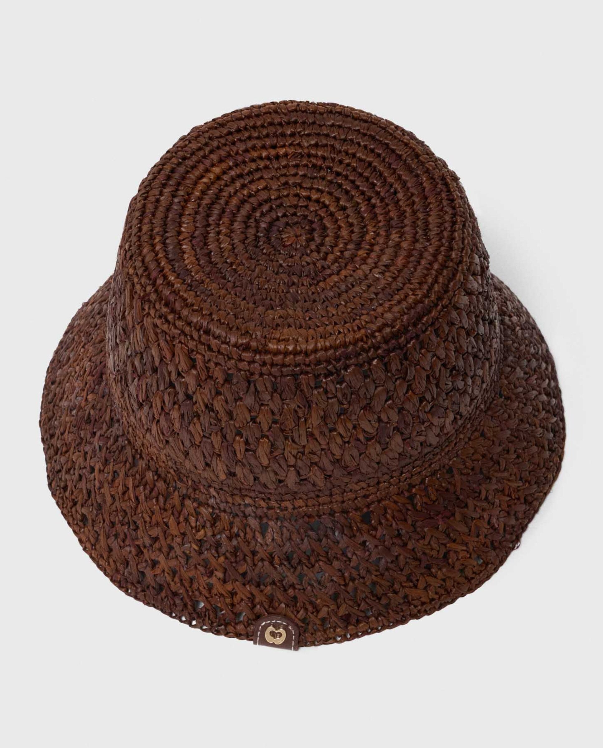 Gorro bob de mujer de rafia natural con cordón ajustable - Maje - Marrón chocolate Marrón chocolate-4