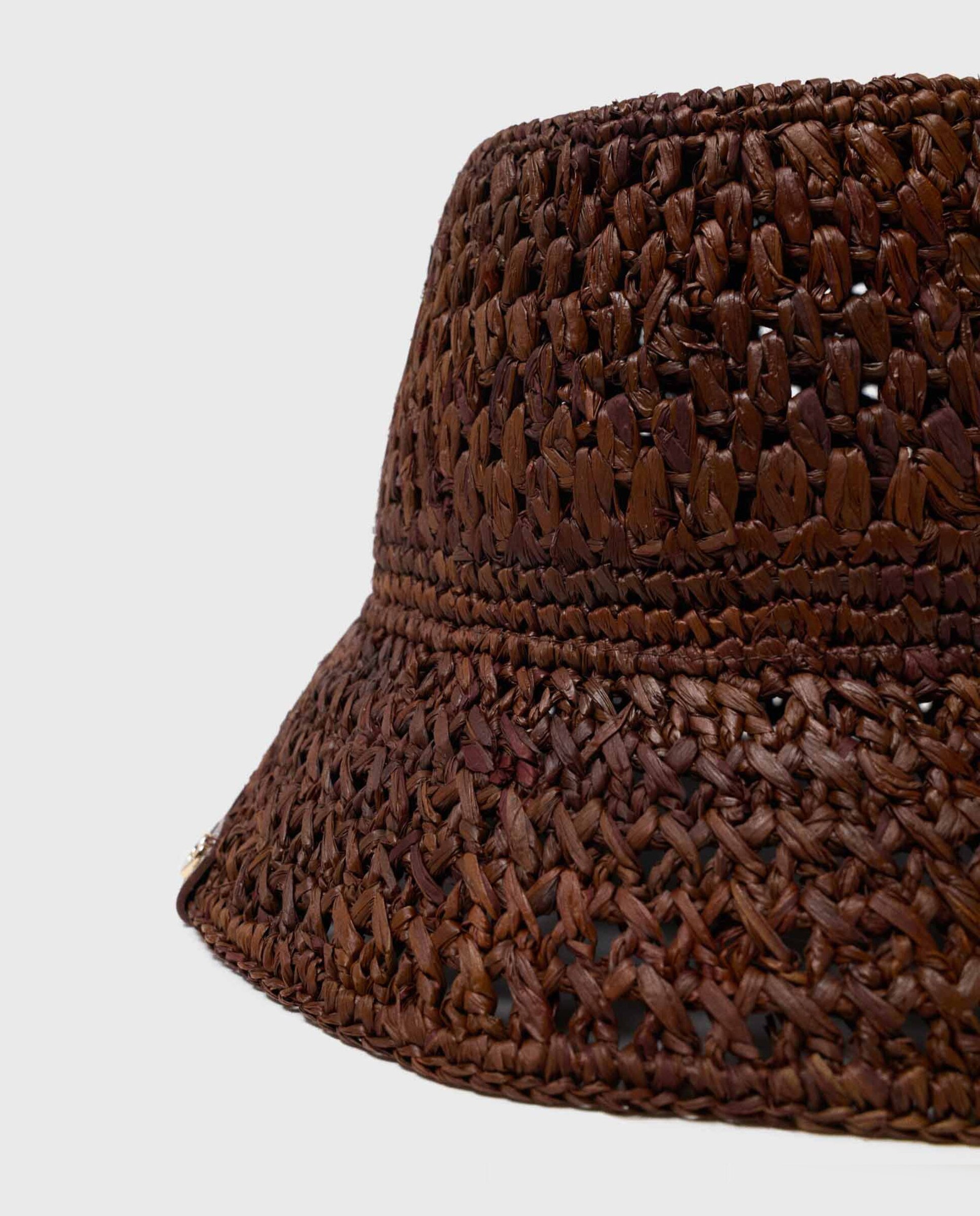 Gorro bob de mujer de rafia natural con cordón ajustable - Maje - Marrón chocolate Marrón chocolate-6