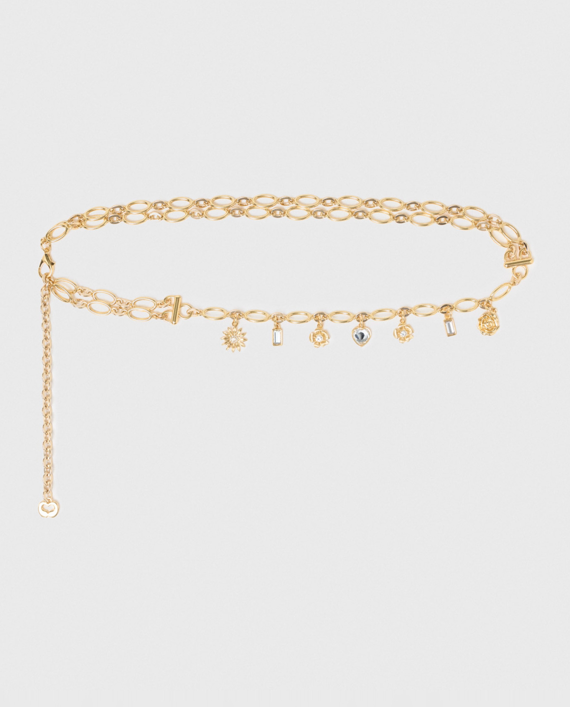 Imagen 0 de Cinturón de fiesta de cadena doble con charms Oro