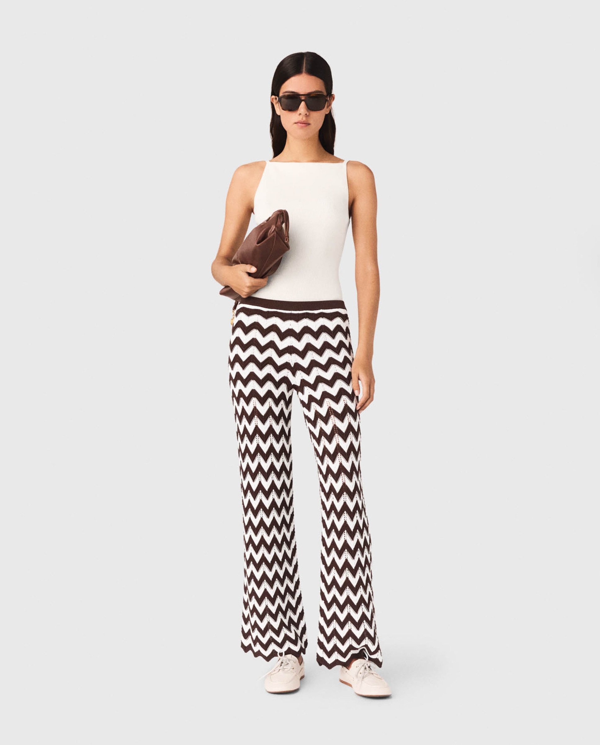 Pantalón de mujer con lino fluido y talle alto