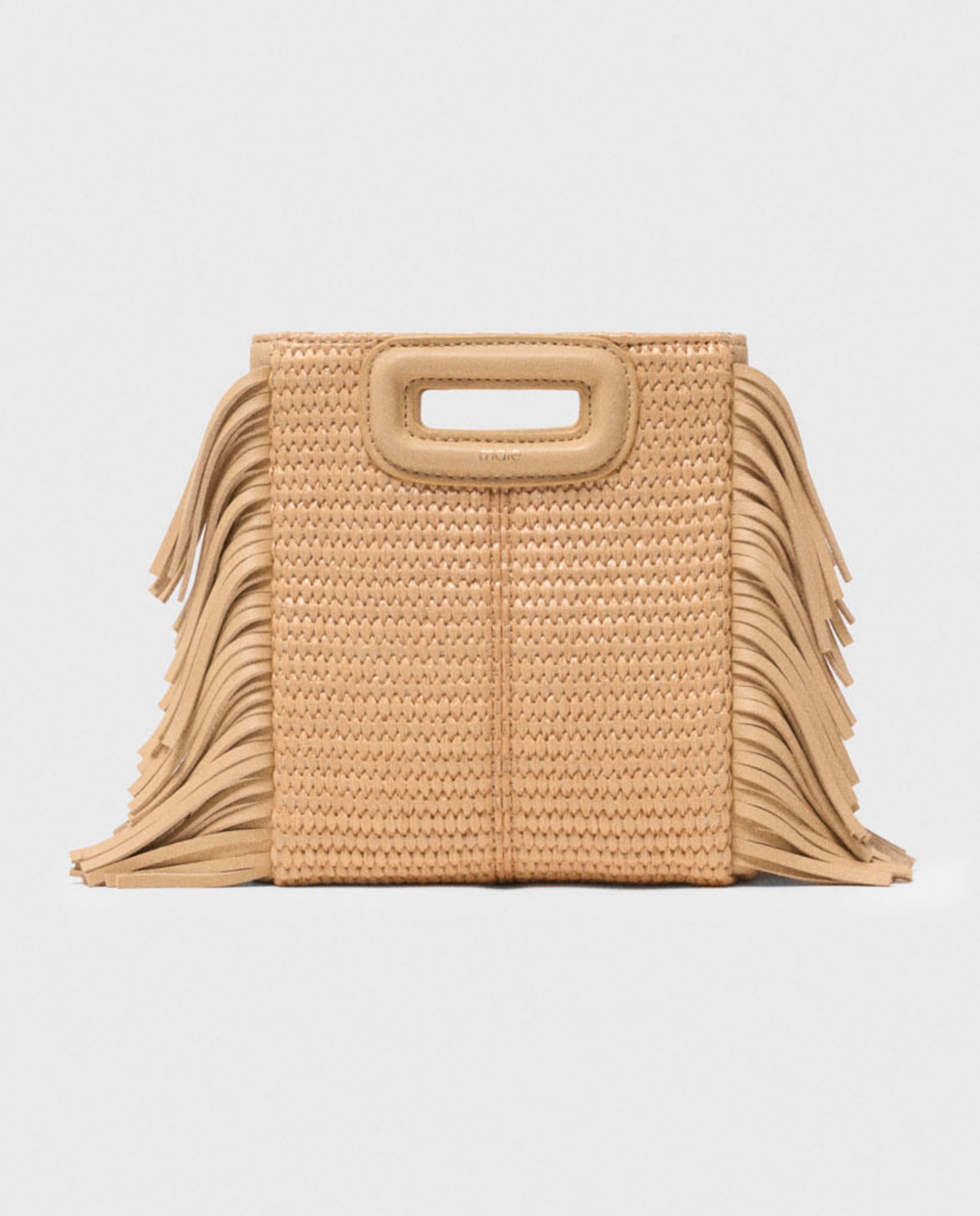 Imagen 0 de Bolso de mano m mini de efecto rafia con cierre magnético y multiposición Beige