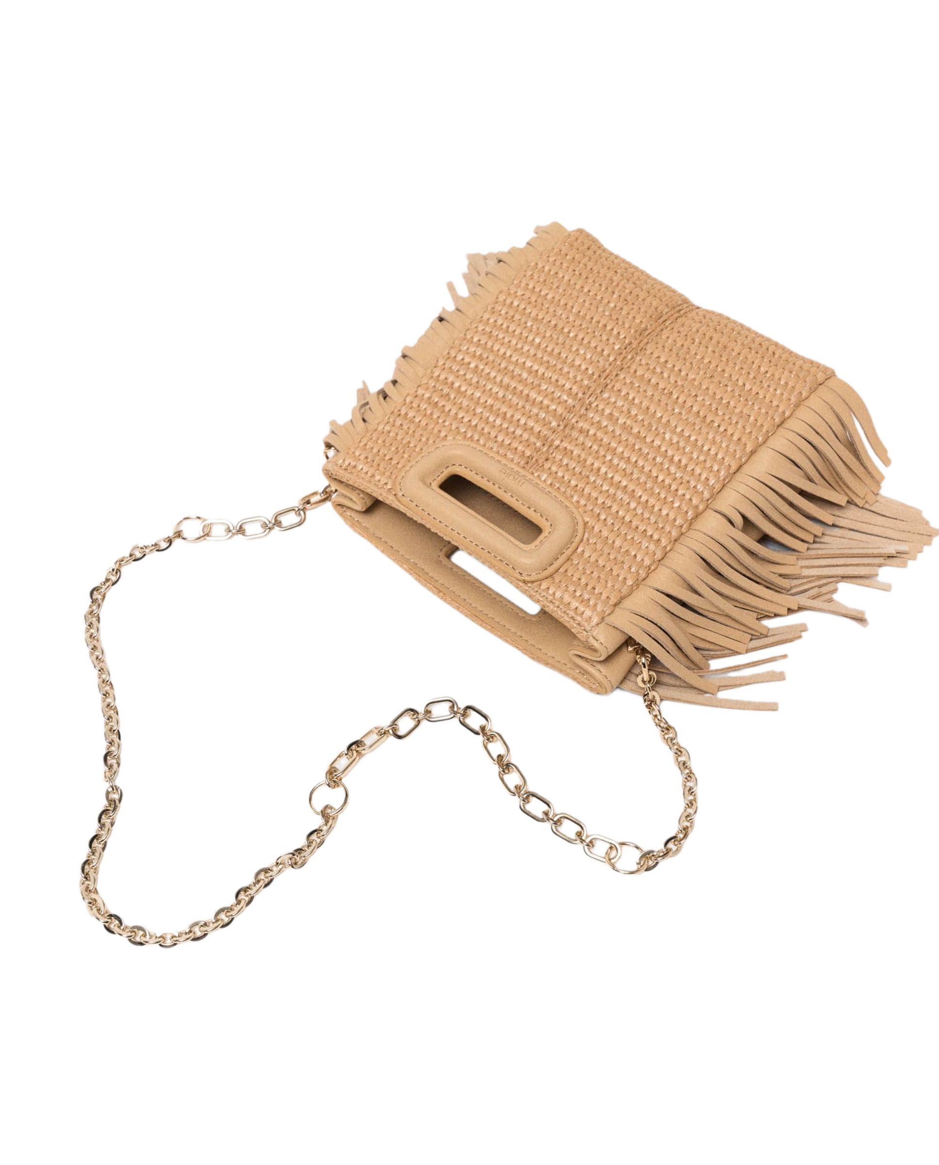 Bolso de mano m mini de efecto rafia con cierre magnético y multiposición - Maje - Beige Beige-5